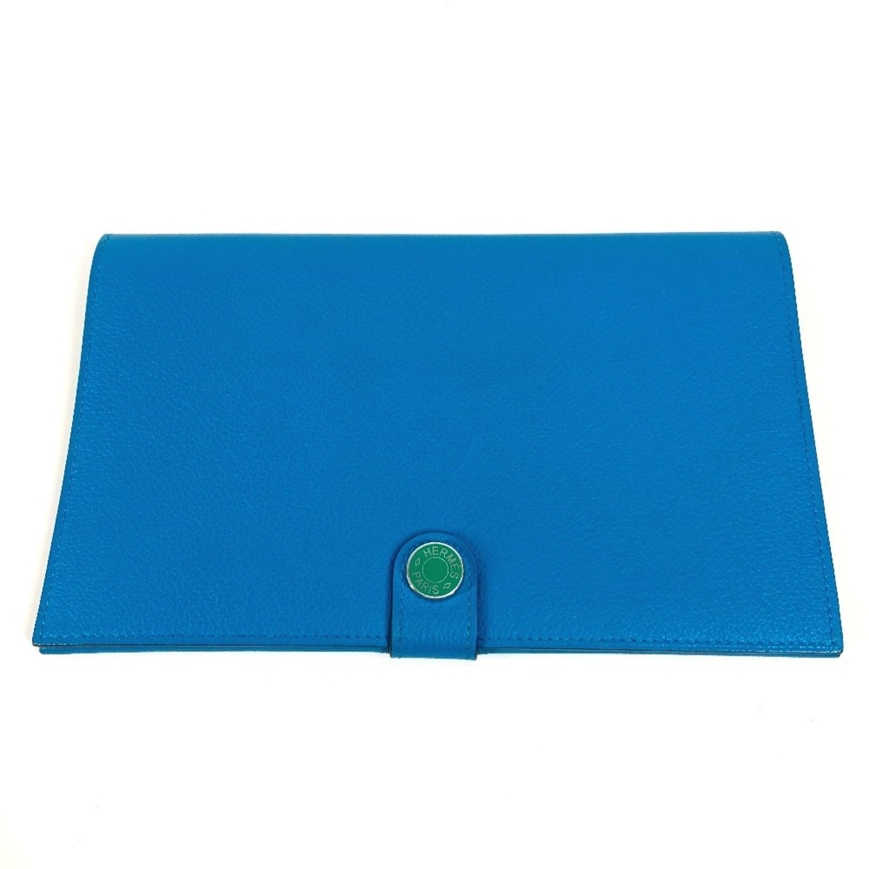 HERMES Bicolor R.M.S Tutanman Long Wallet Bi-fold Evercolor Men's Blue