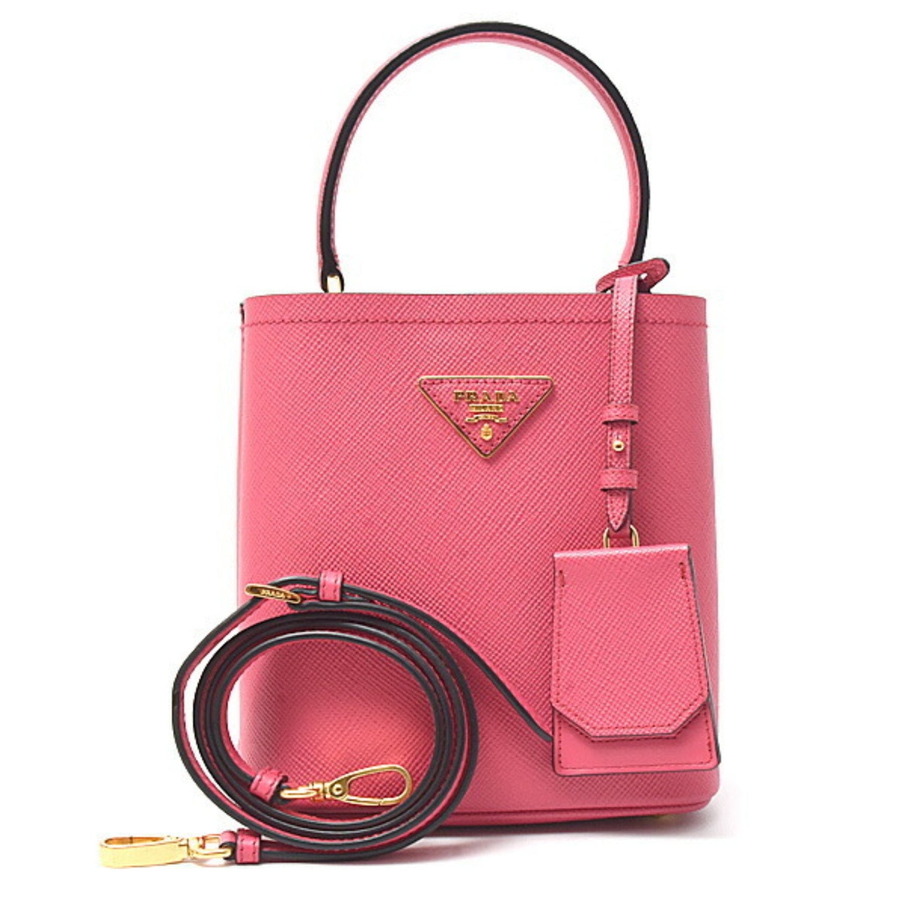 Prada Saffiano Leather Pannier Hand Shoulder Bag in