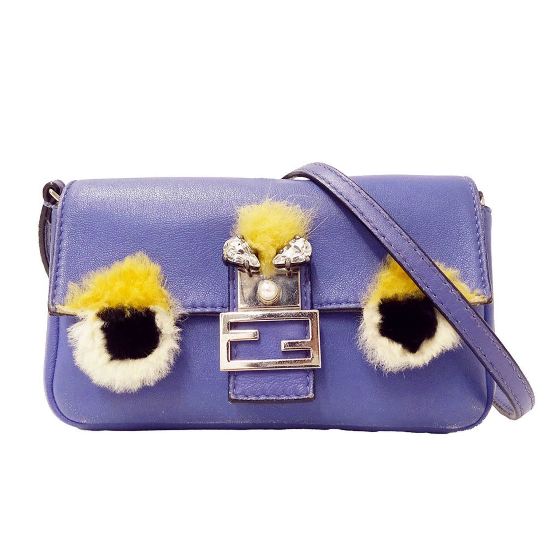 Fendi Leather Monster Micro Bucket Pouch in Shoulder