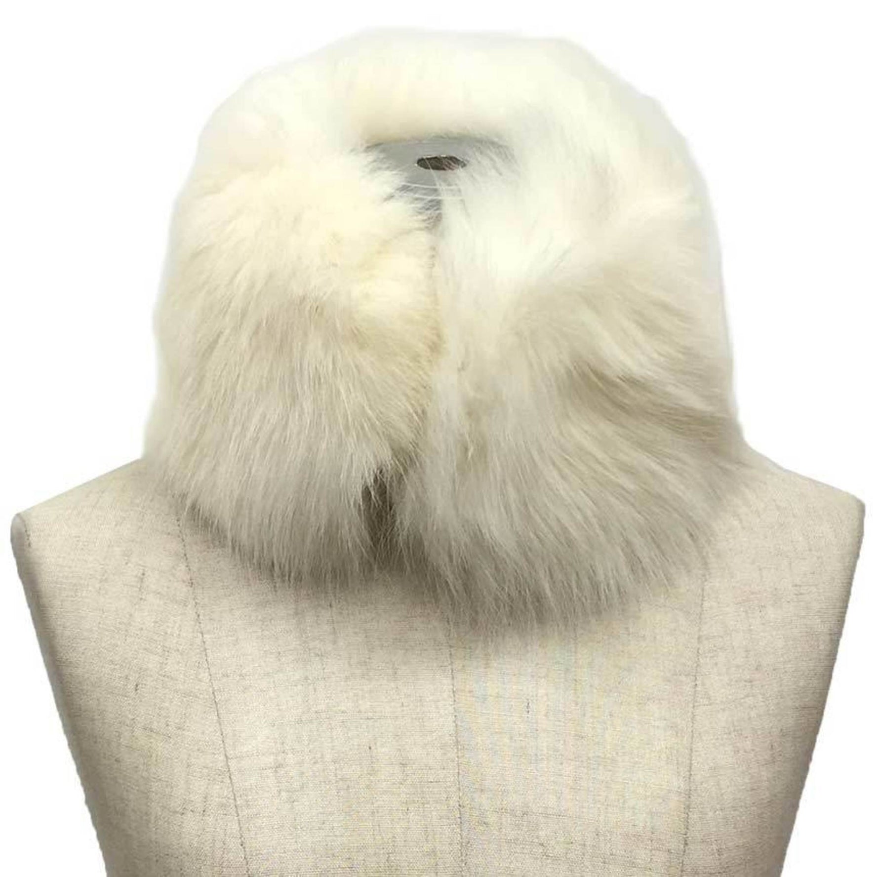 HERMES Tippet Fox Fur Muffler COL ETRIERS EN RENARD White Stole