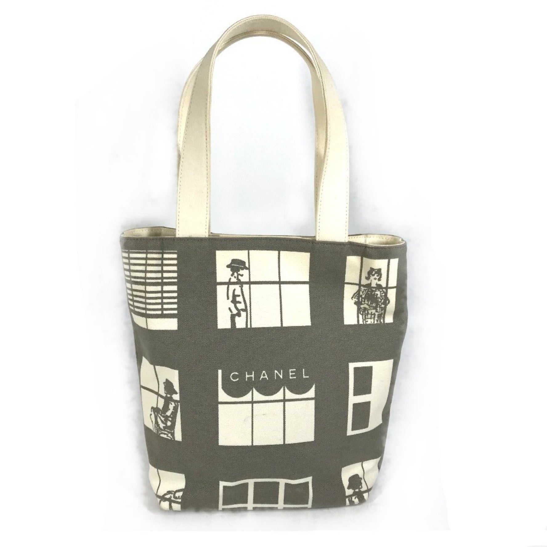 Chanel Windows line Tote Bag Shoulder Bag x White