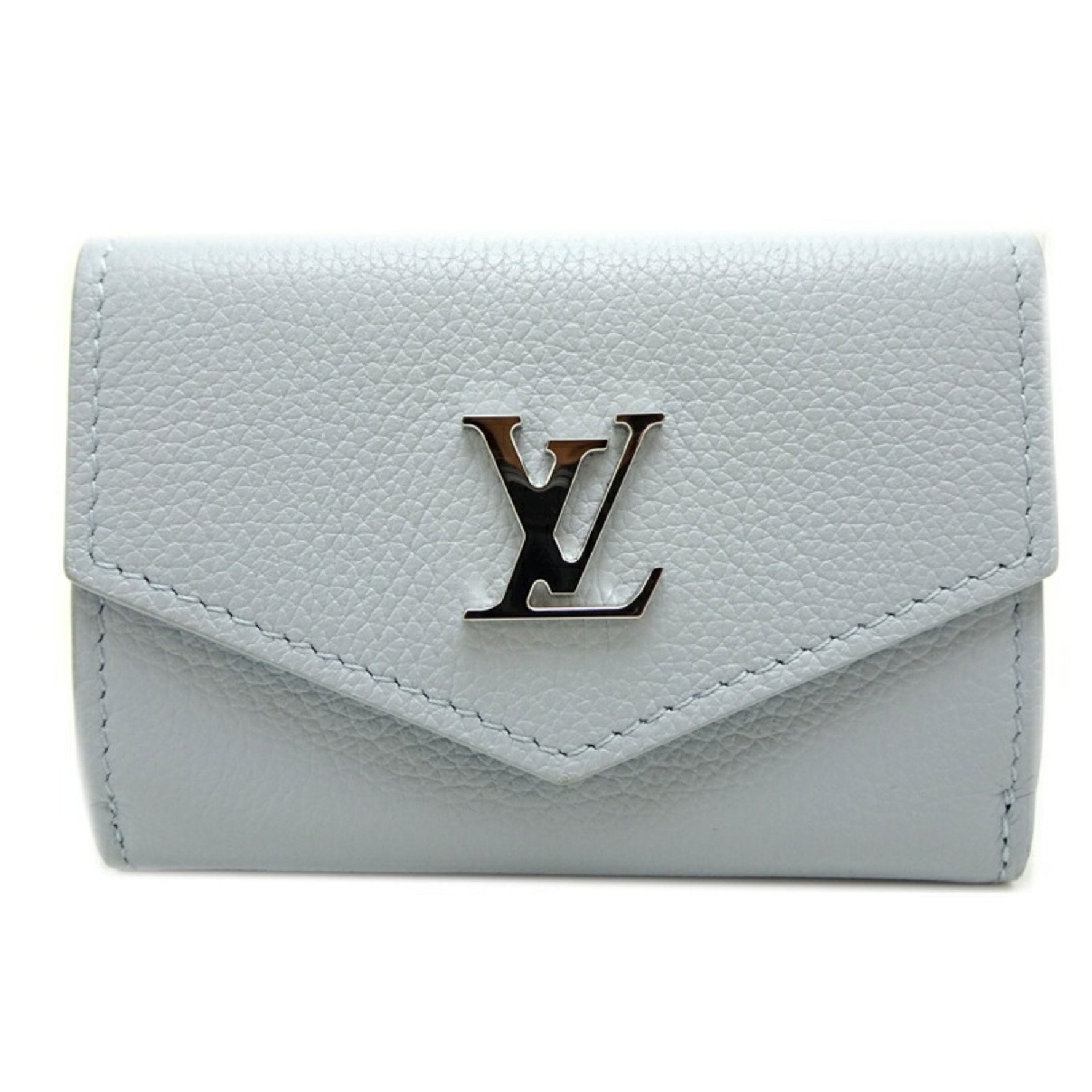 Louis Vuitton Portefeuille Rock Mini Personalized "N" Bifold Wallet (Light Blue Leather)