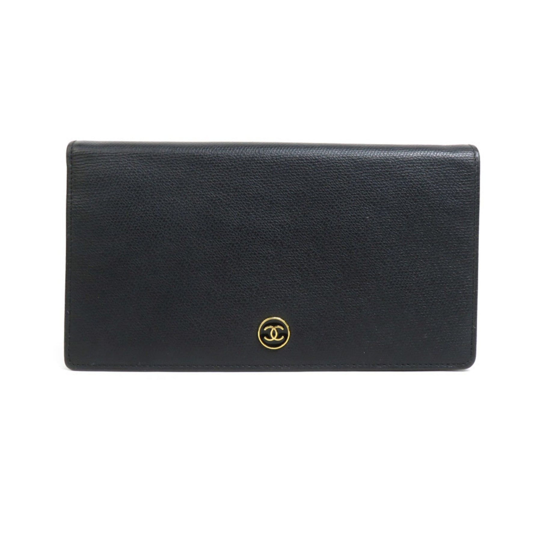 CHANEL Bi-fold Wallet Coco Button Leather