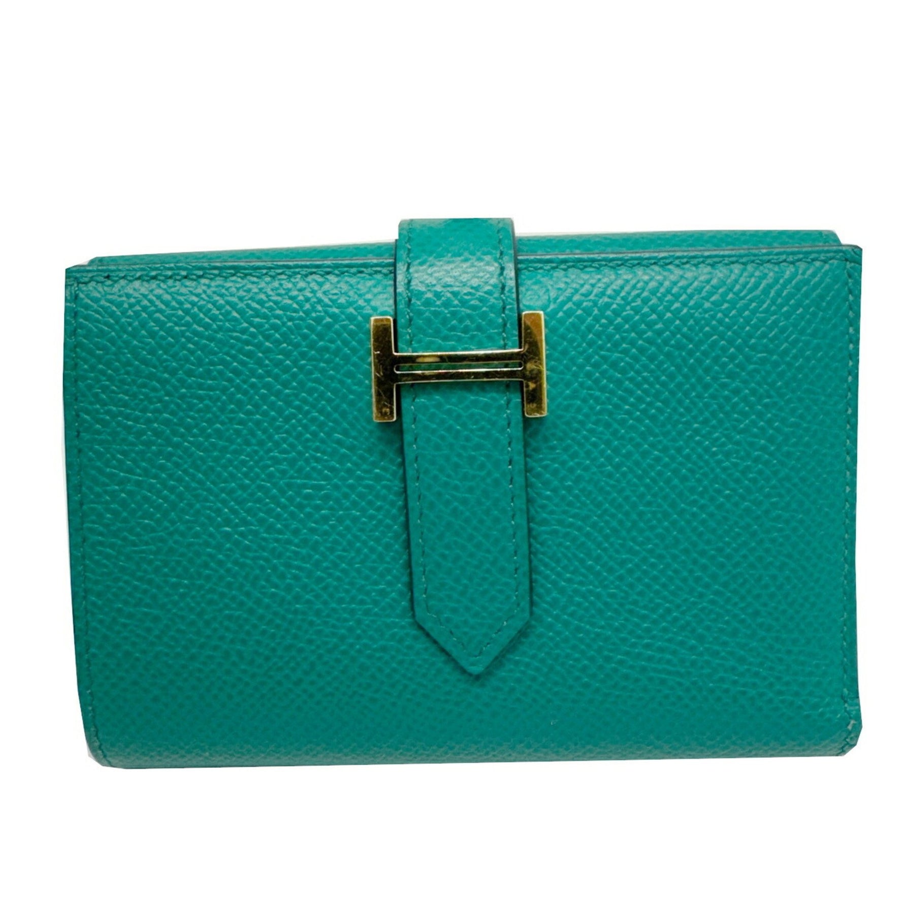 HERMES Bearn Combination Epson Vert Jade B Stamp 2023 Made Silver Metal Fittings Compact Wallet