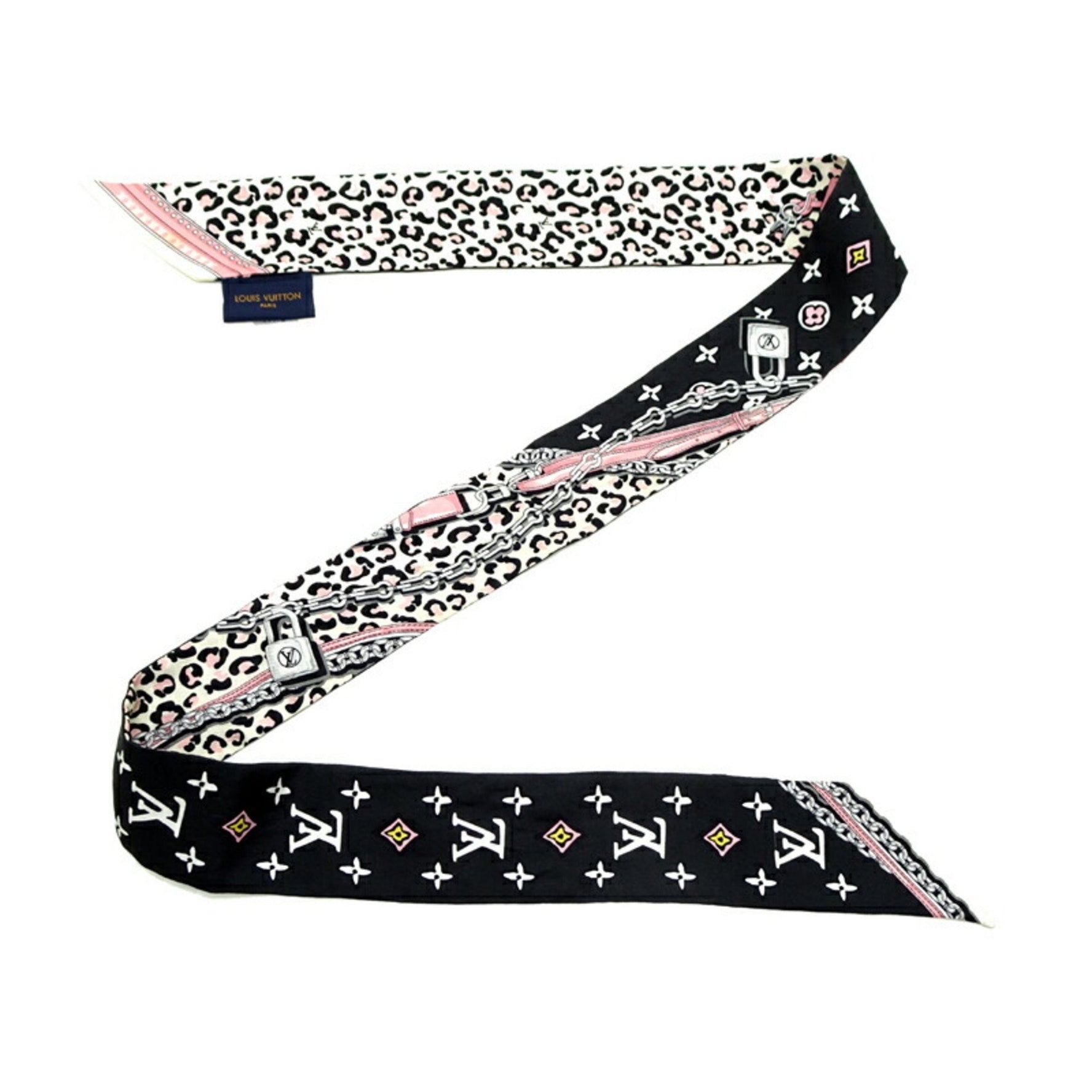 Louis Vuitton Bandeau BB Leopard Print Scarf 100% Silk Multi
