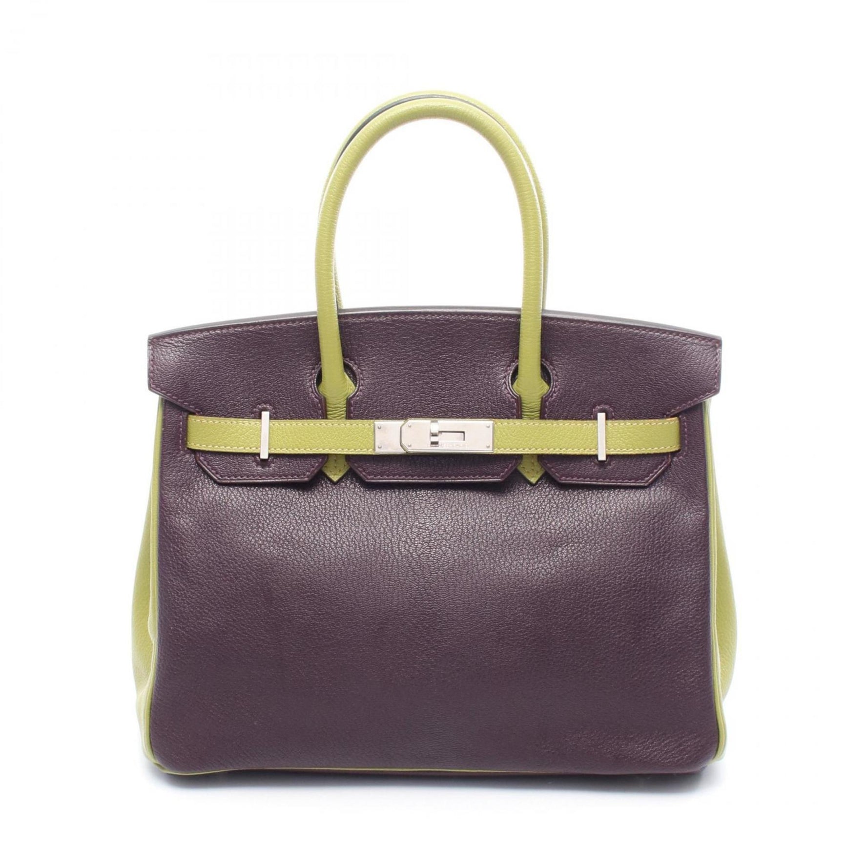 Hermes Hermès Birkin 30 handbag, leather, Chevre, women's, purple, green, anise green