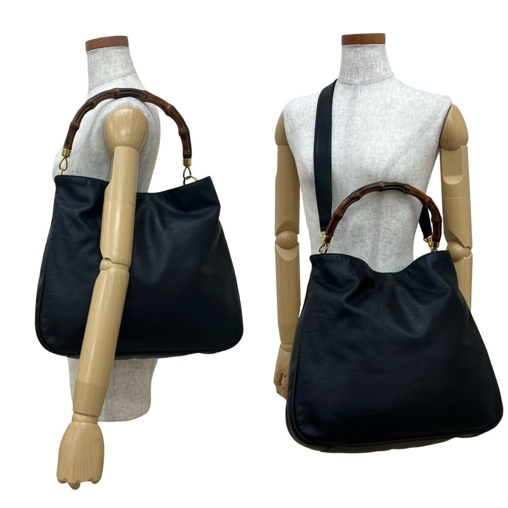 GUCCI Old Vintage Bamboo Leather Handbag/Shoulder Bag