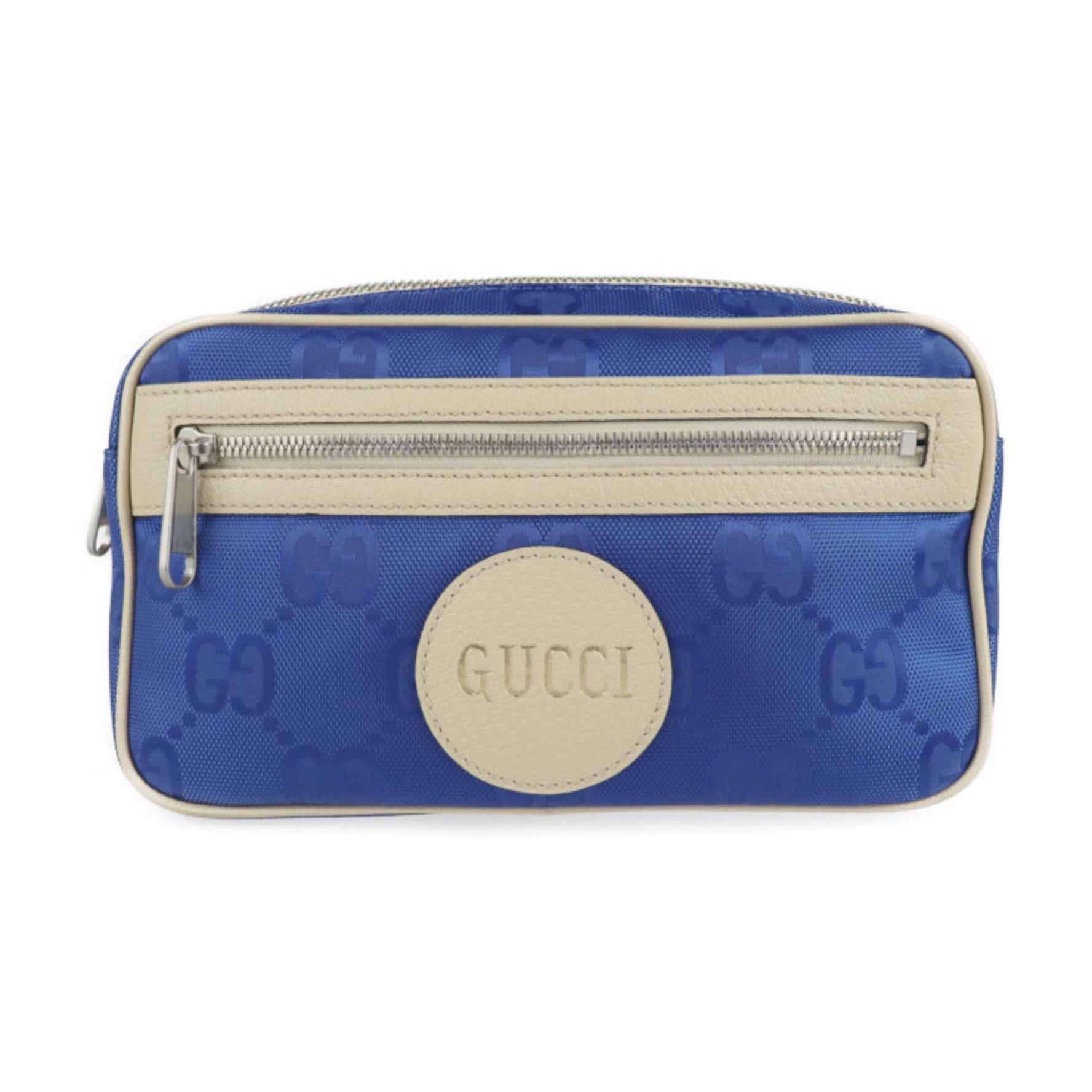 GUCCI Off The Grid Belt Bag Body Nylon Leather Blue Beige Pouch Waist One Shoulder Japan Limited