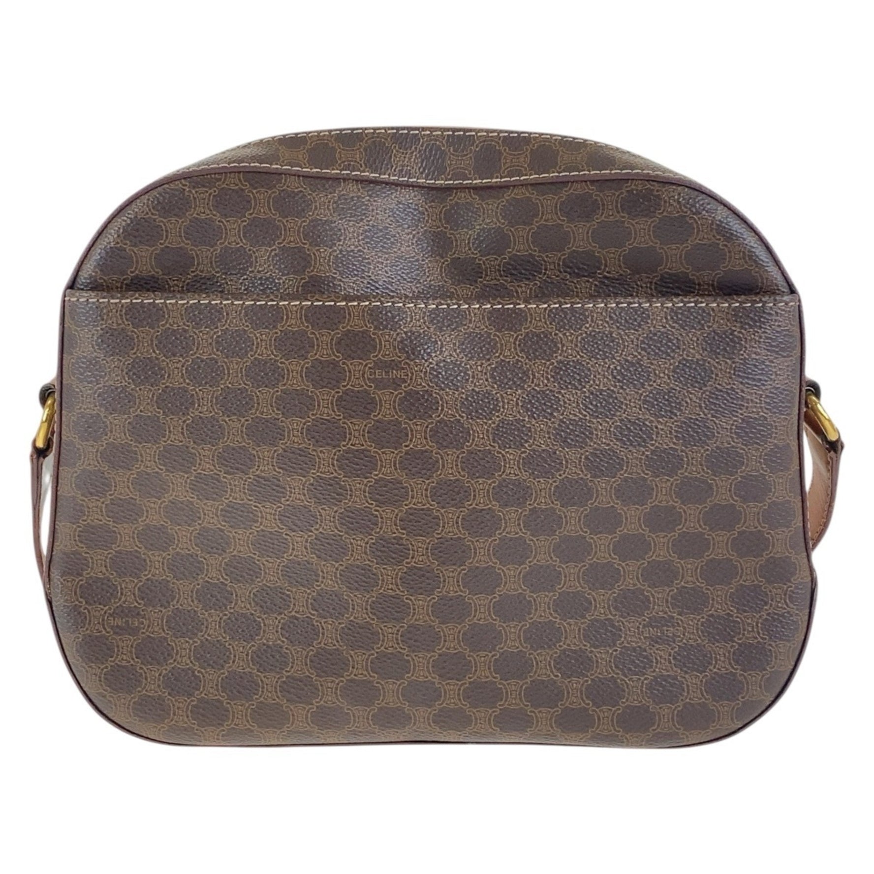 CELINE Vintage Macadam Gold Hardware Leather Crossbody Shoulder Bag Pochette