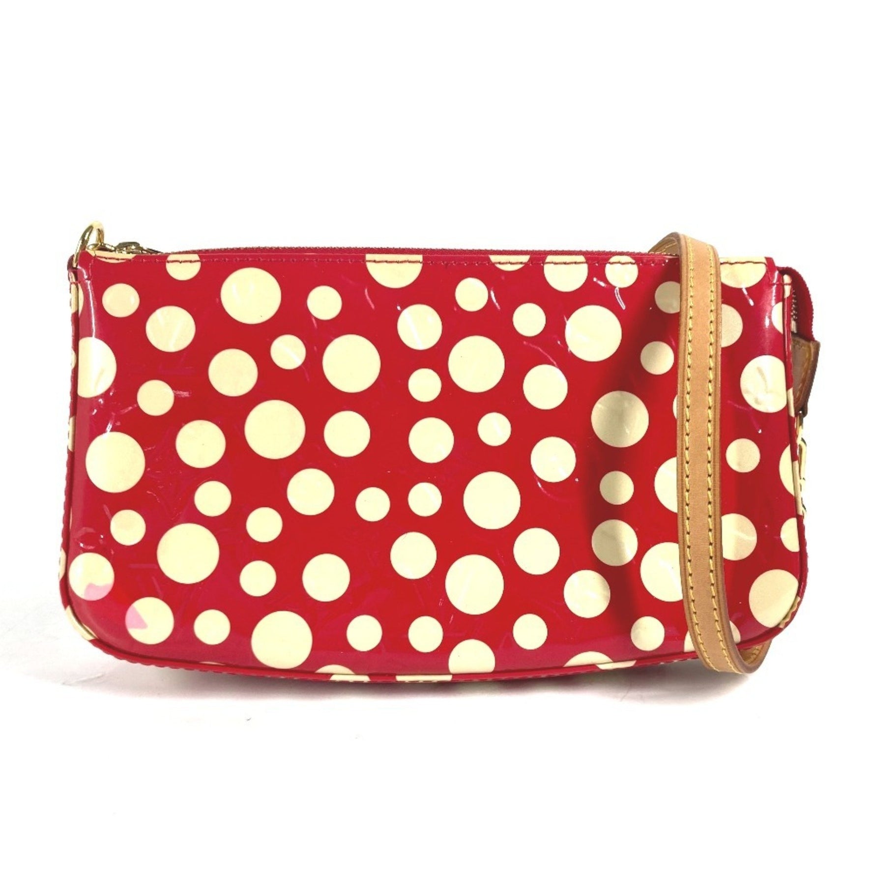 Louis Vuitton Vernis Yayoi Kusama Collaboration Dot Pochette Accessory Pouch Shoulder Bag Patent Leather Red