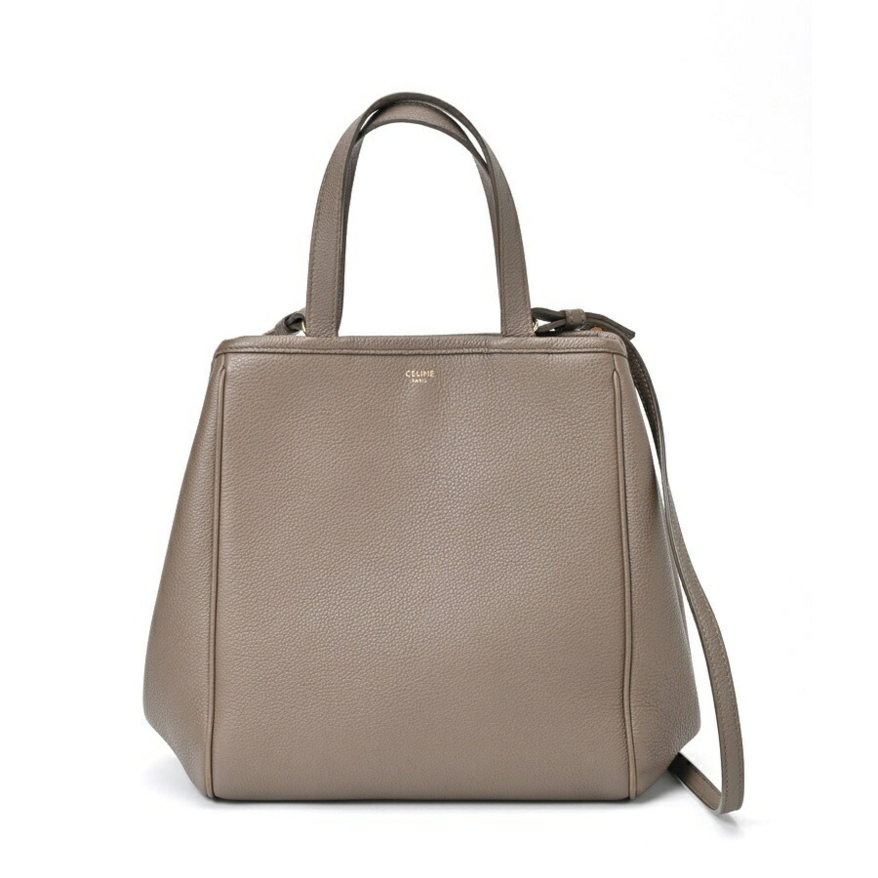 CELINE Small Fold Cabas Tote Bag Grained Calfskin Greige