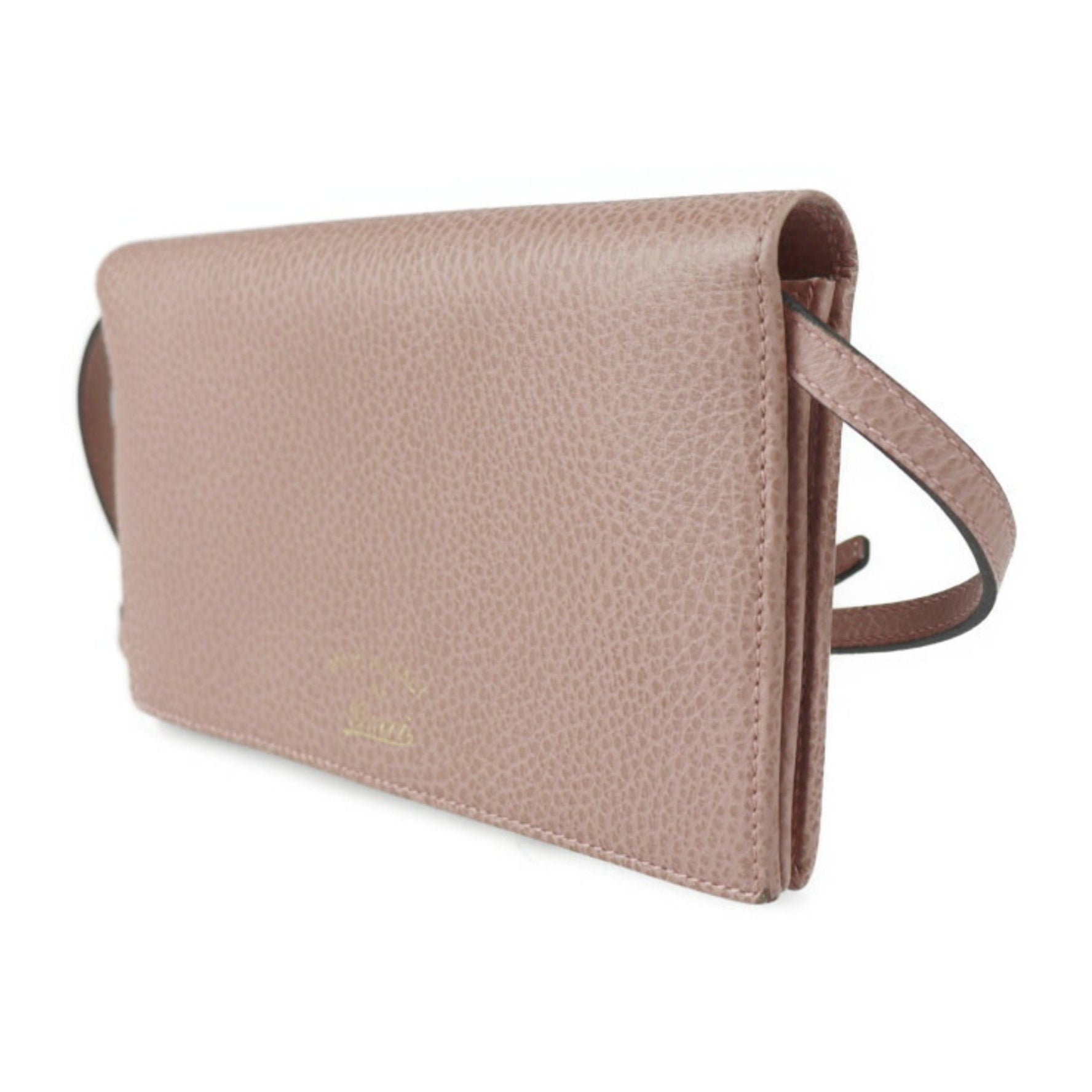 GUCCI Shoulder Wallet Swing Bag Calf Leather Series Gold Hardware Clutch Long