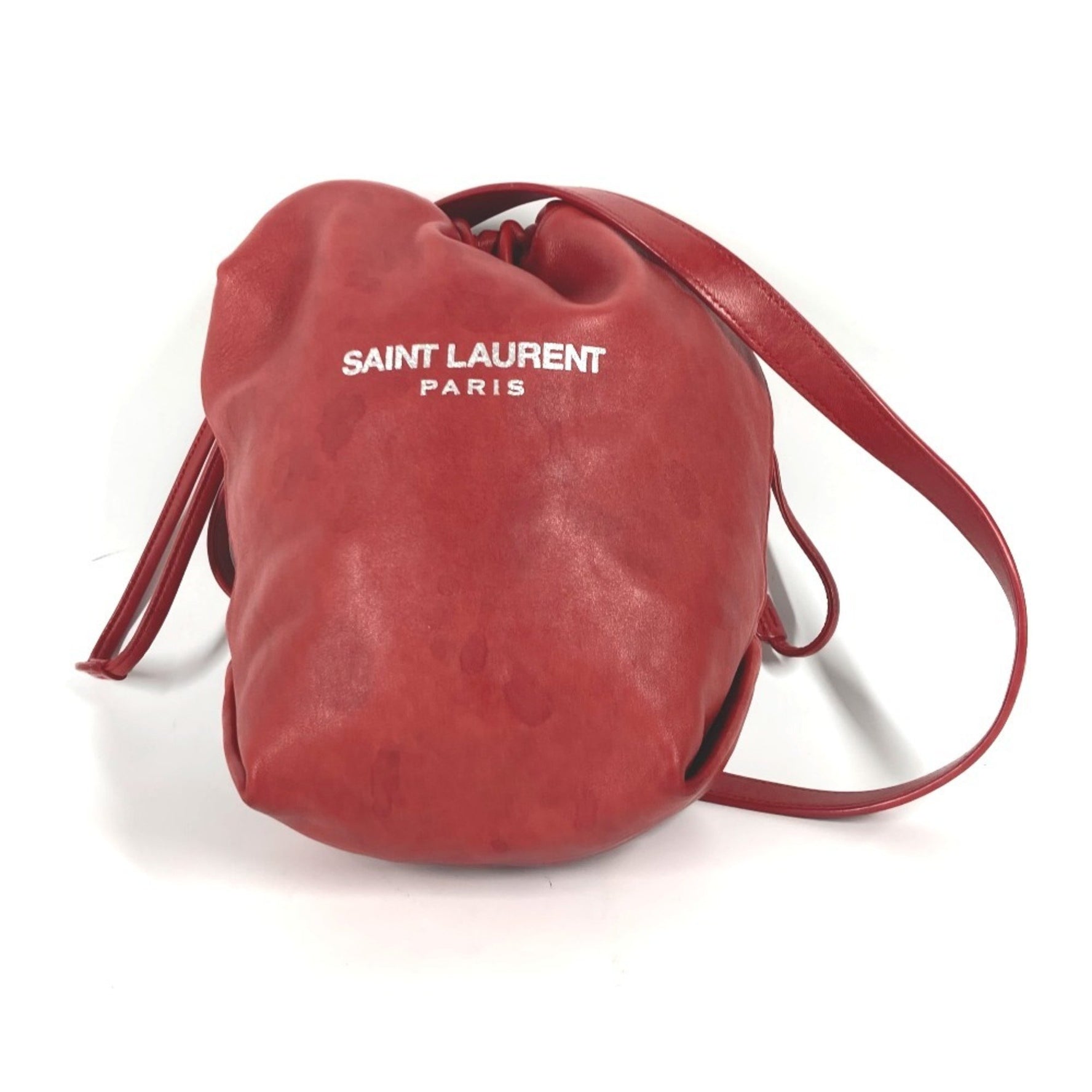 Saint Laurent Paris Teddy Small Chain Pochette Shoulder Bag Leather Red