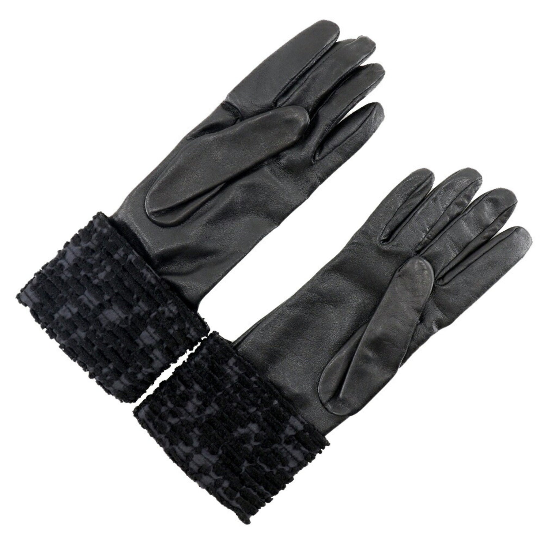HERMES glove gloves lambskin x satin ladies