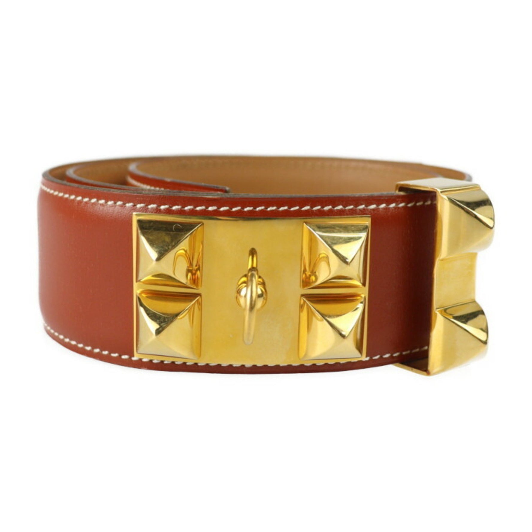 HERMES Collie de Cyan Medor belt Notation size 70 box calf system gold metal fittings 〇W stamp