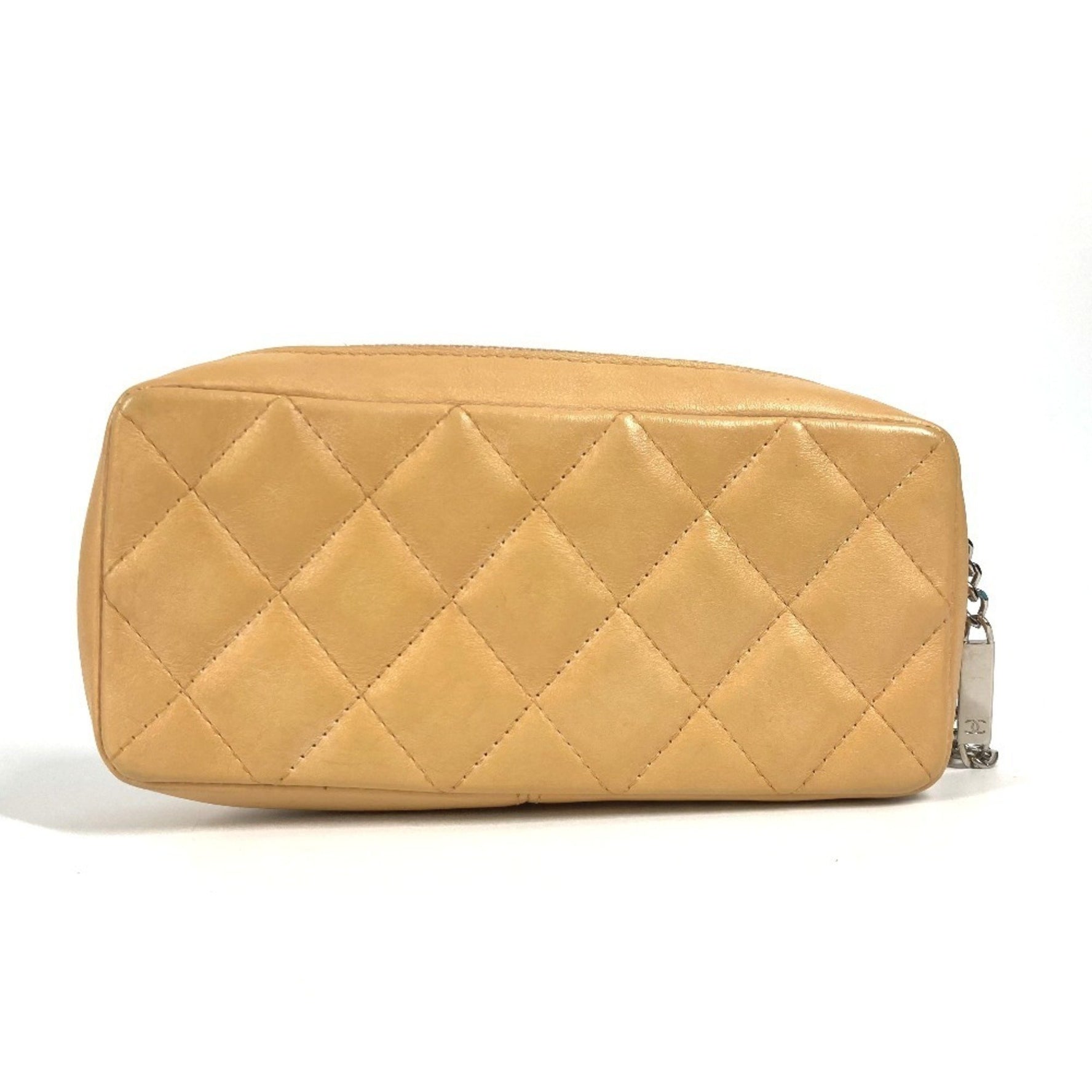 CHANEL Cambon Line CC Coco Mark Makeup Pouch Pencil Case Leather