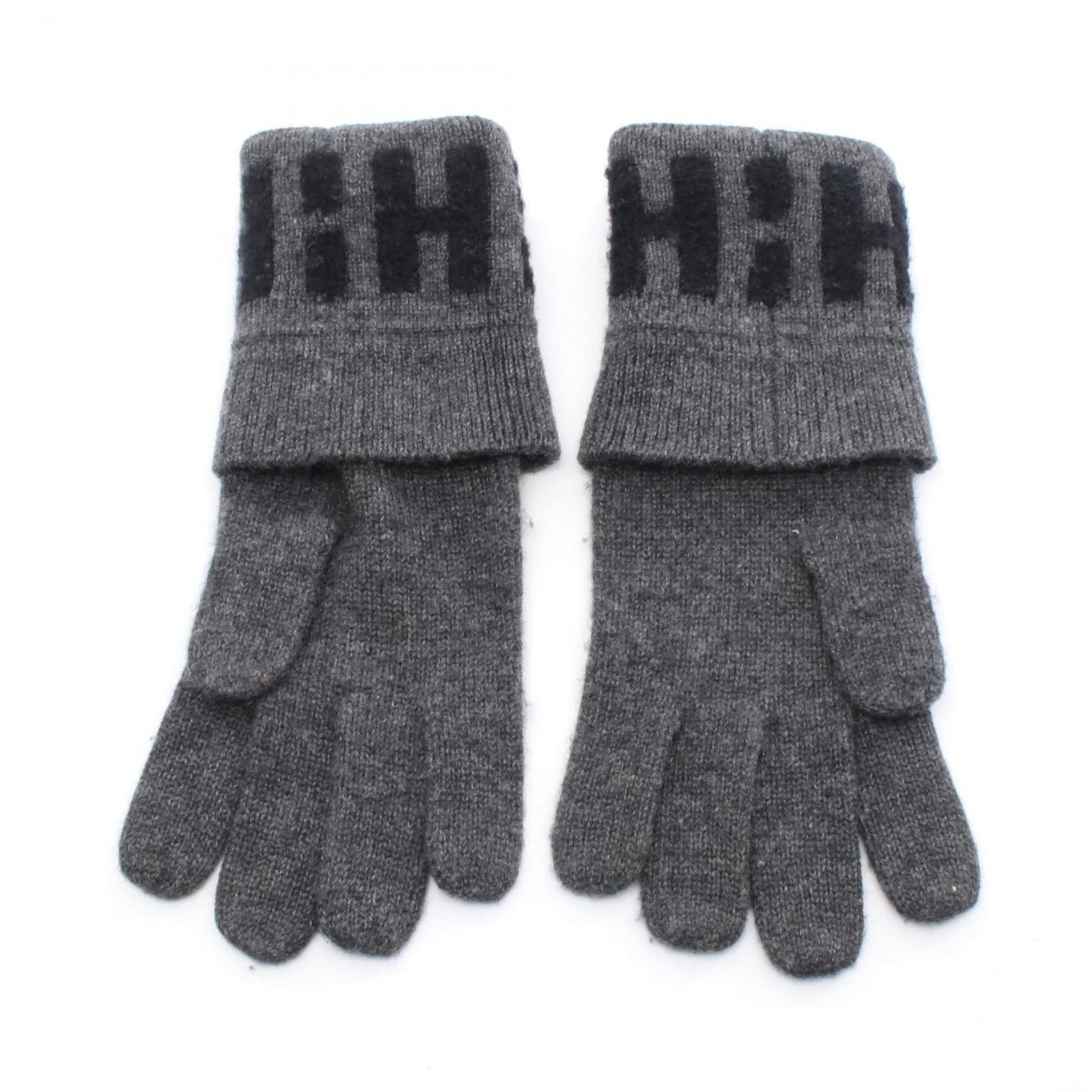 Hermes gloves, cashmere, gray and black