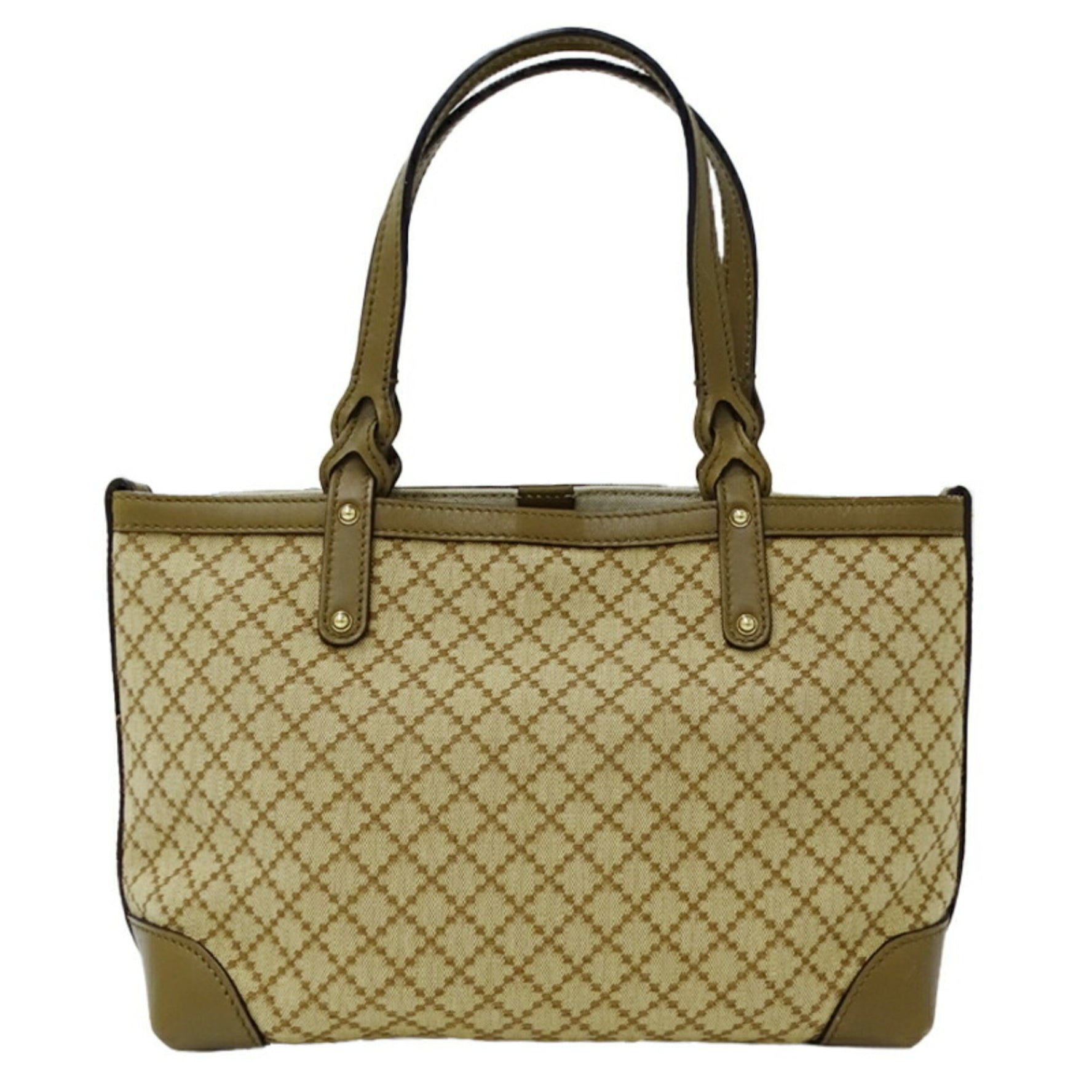 GUCCI Bags Diamante Tote Bag Canvas Beige Khaki