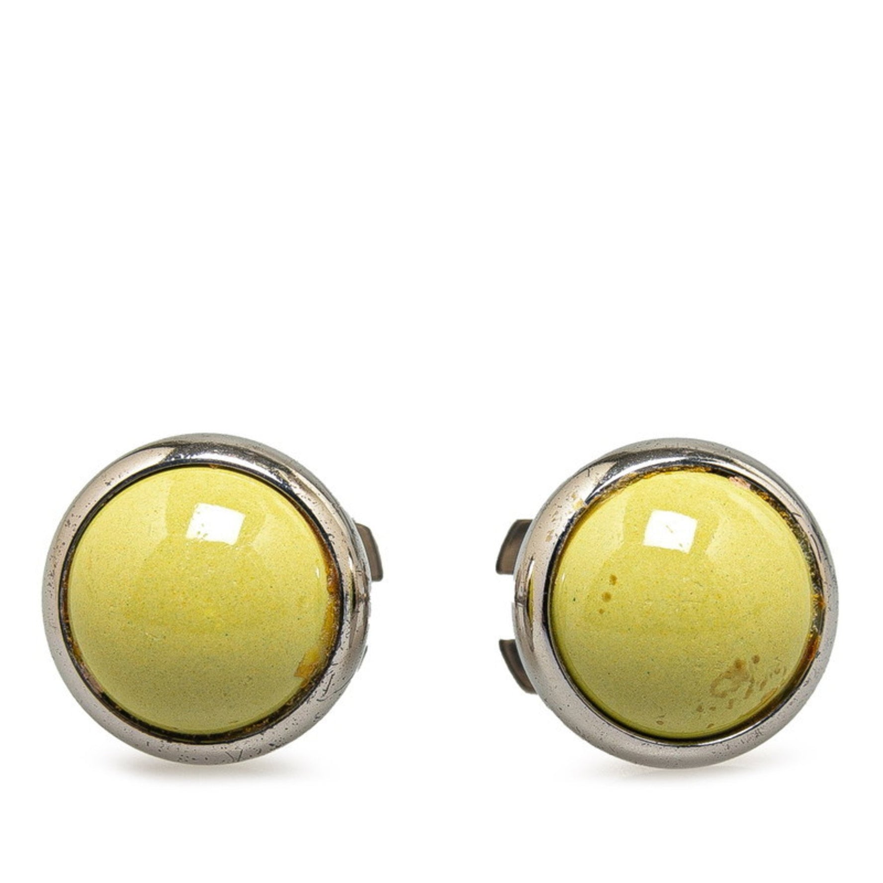 Hermes Eclipse Earrings Green Silver Metal