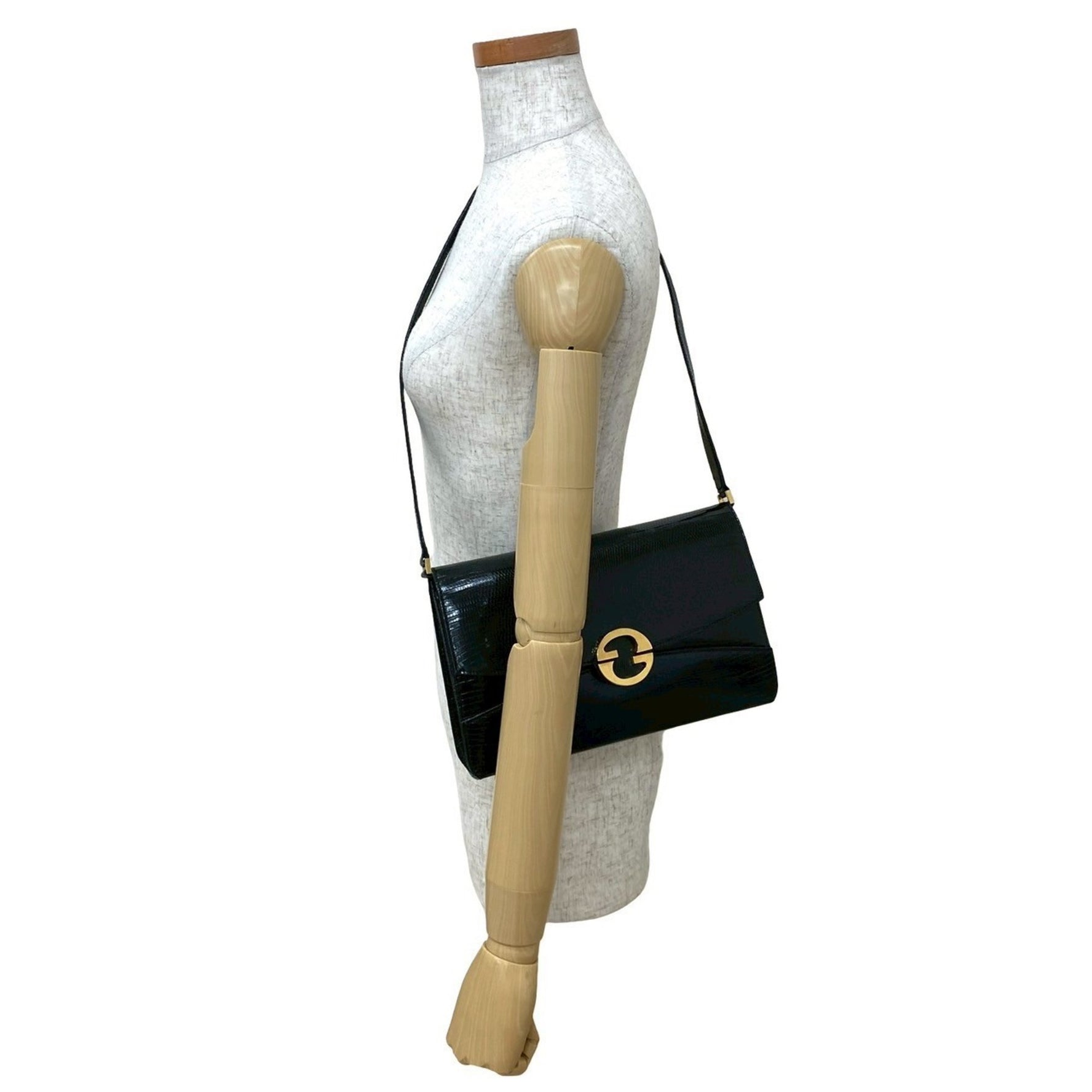 GUCCI Vintage GG Logo Hardware Leather Shoulder Bag/Pochette/Sacoche