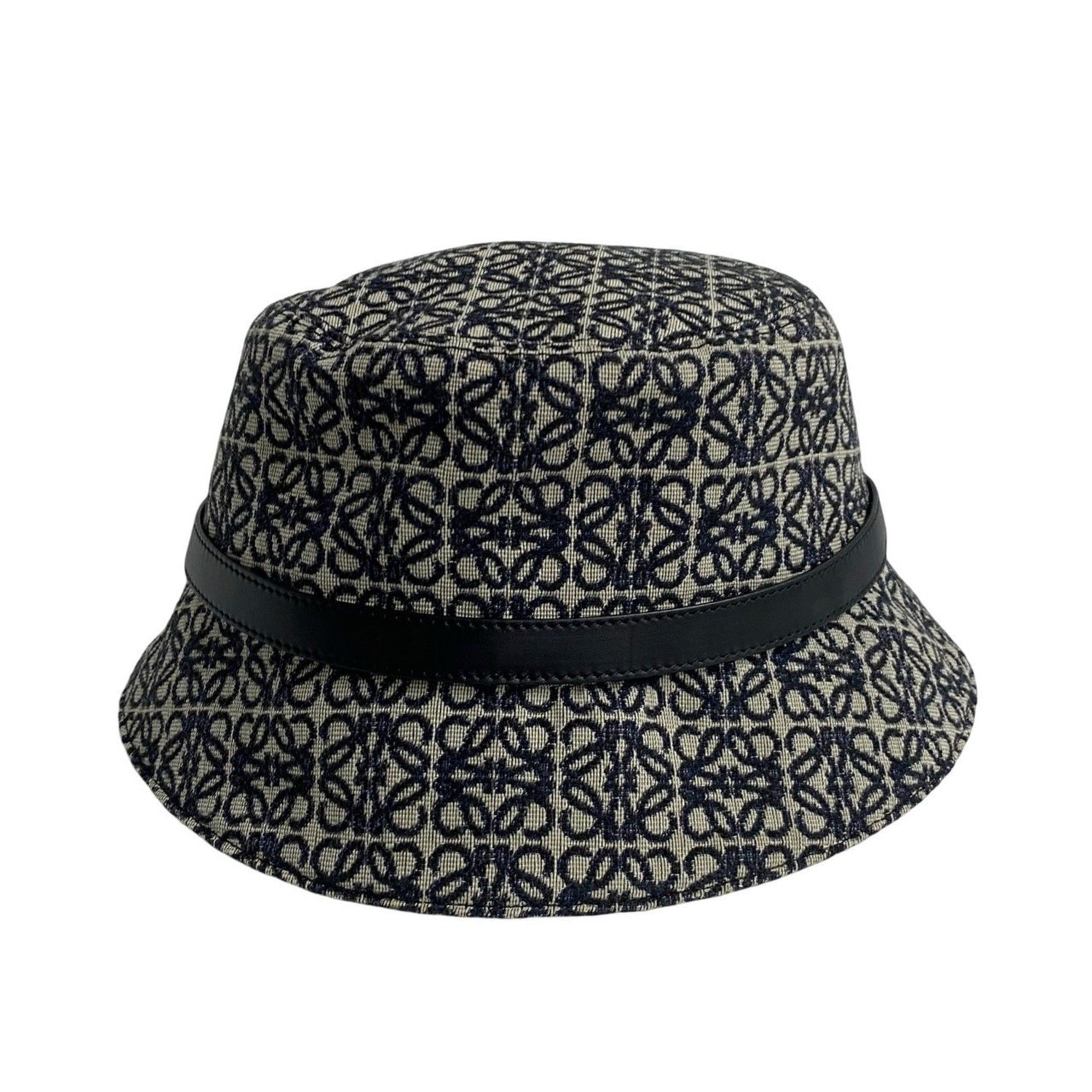 LOEWE Anagram Logo All-Over Print Cotton and Nylon Bucket Hat, Size 57, Navy Ivory