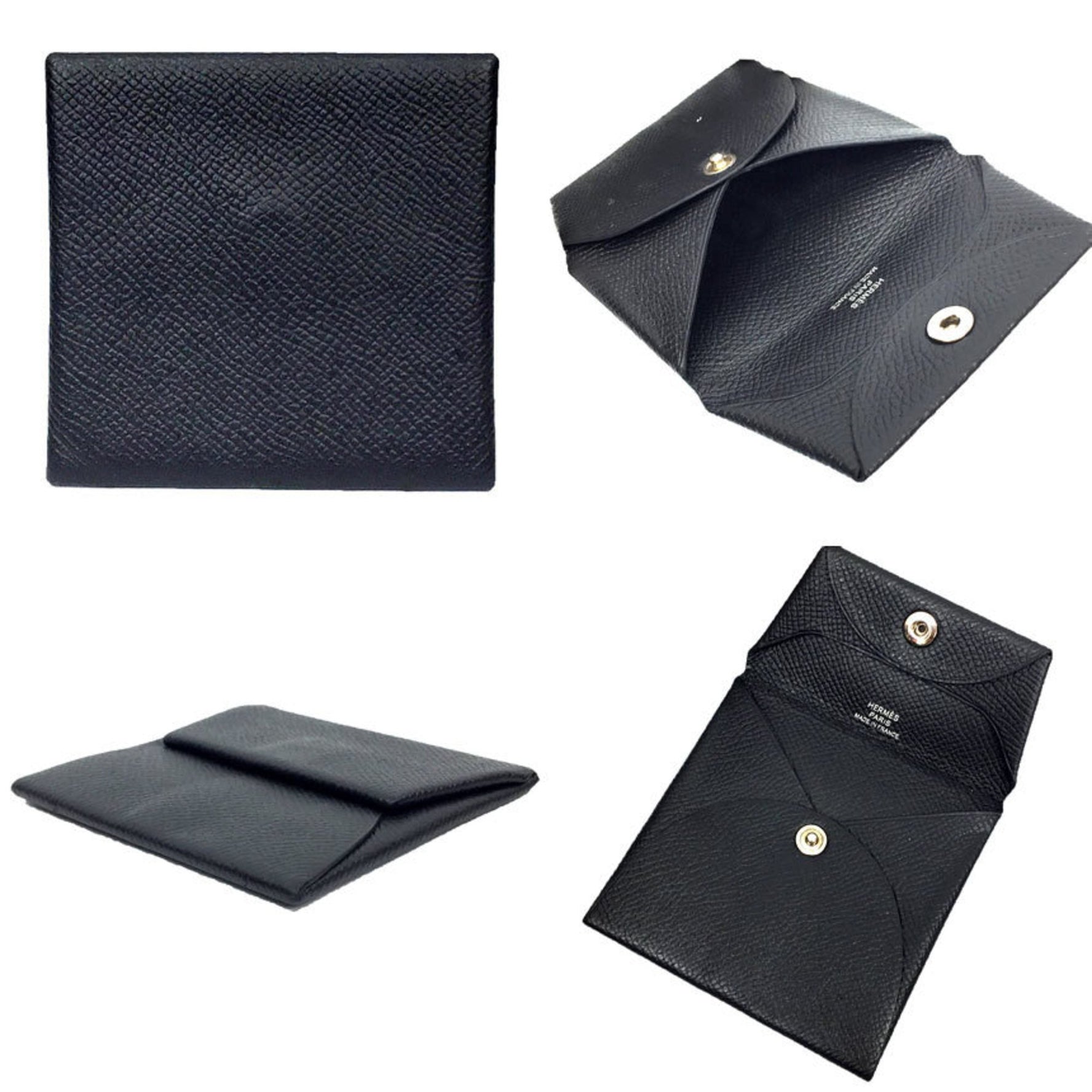 Hermes Bastia Coin Case PORTE-MONNAIE BASTIA Purse Epsom Leather Noir C Mark Wallet