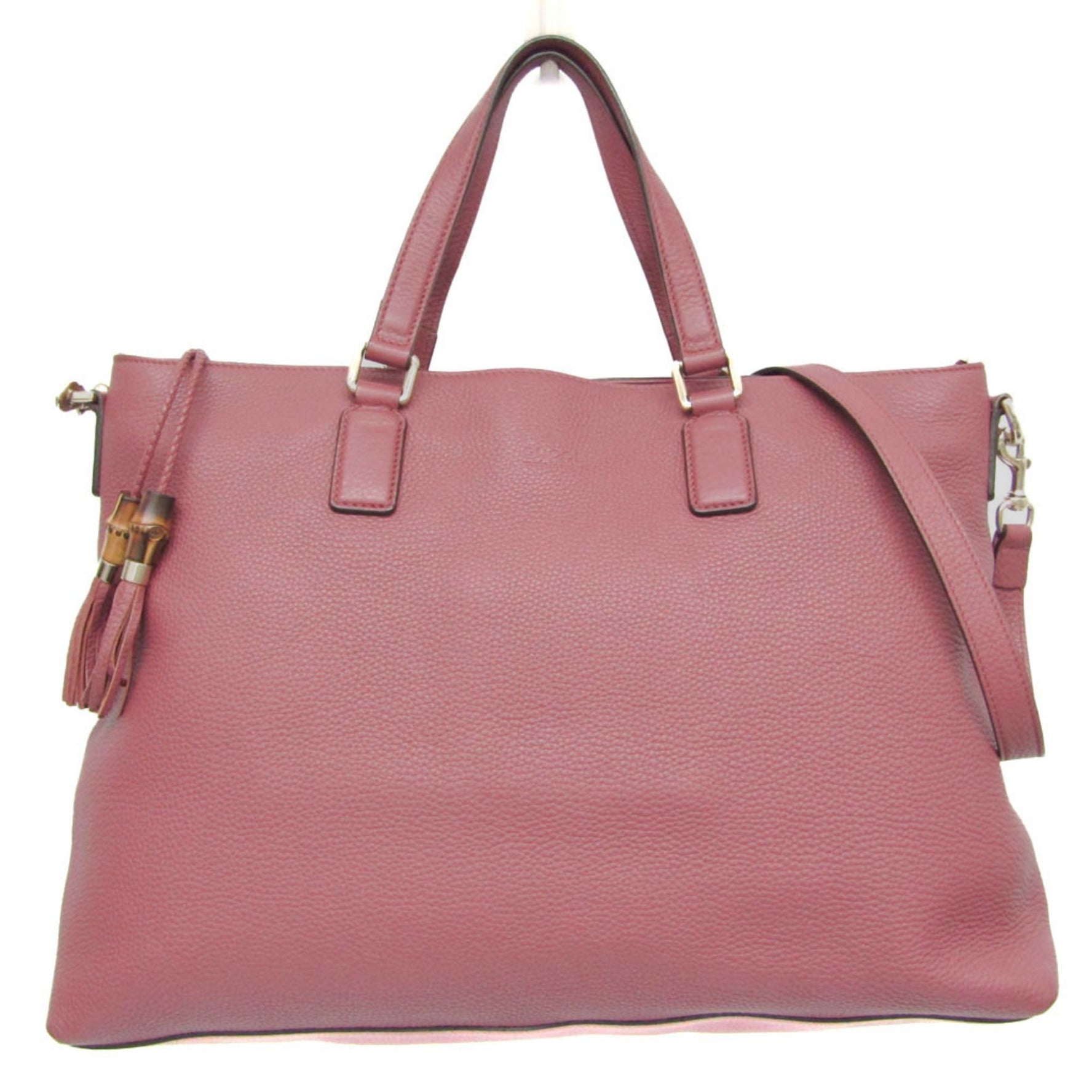 Gucci Bamboo Fringe Women,Men Leather,Bamboo Handbag,Shoulder Bag Pink Red