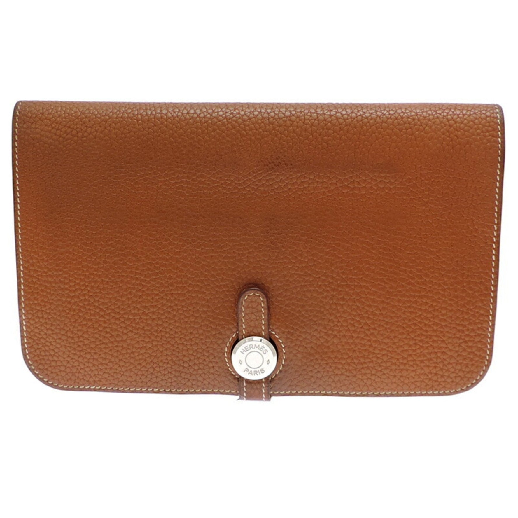 Hermes Dogon GM □K stamp 2007 and Men's Long Wallet Togo Gold (Brown)
