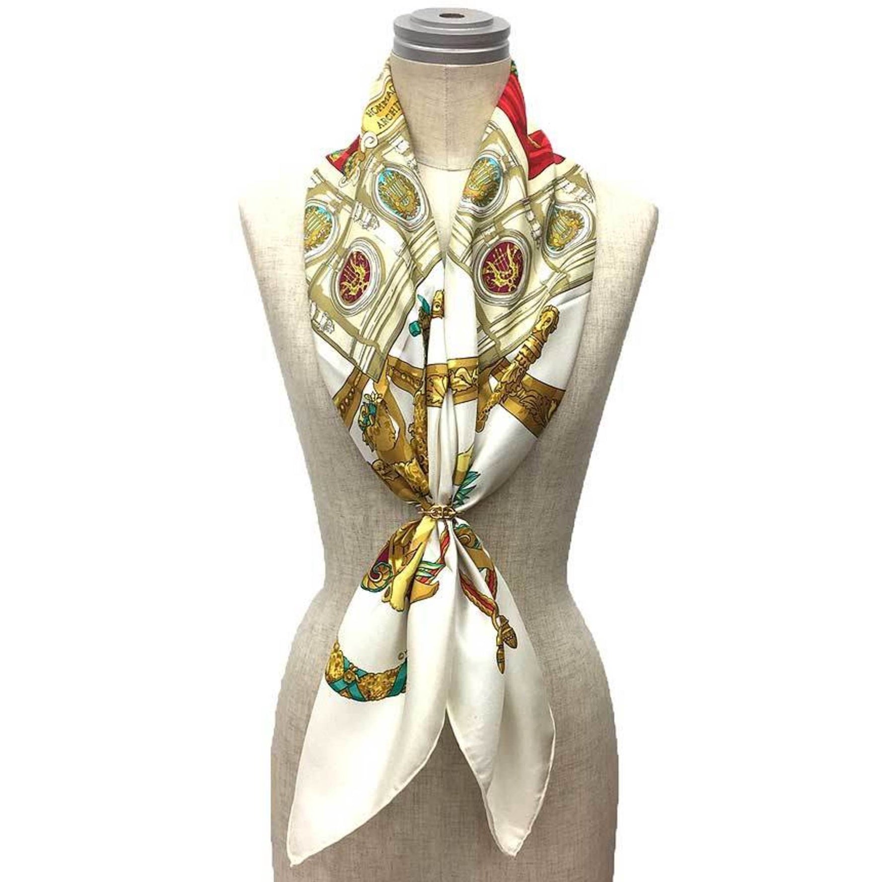 HERMES Carre 90 Scarf Muffler HOMMAGE A CHARLES GARNIER (Tribute to Charles Garnier) 100% Silk