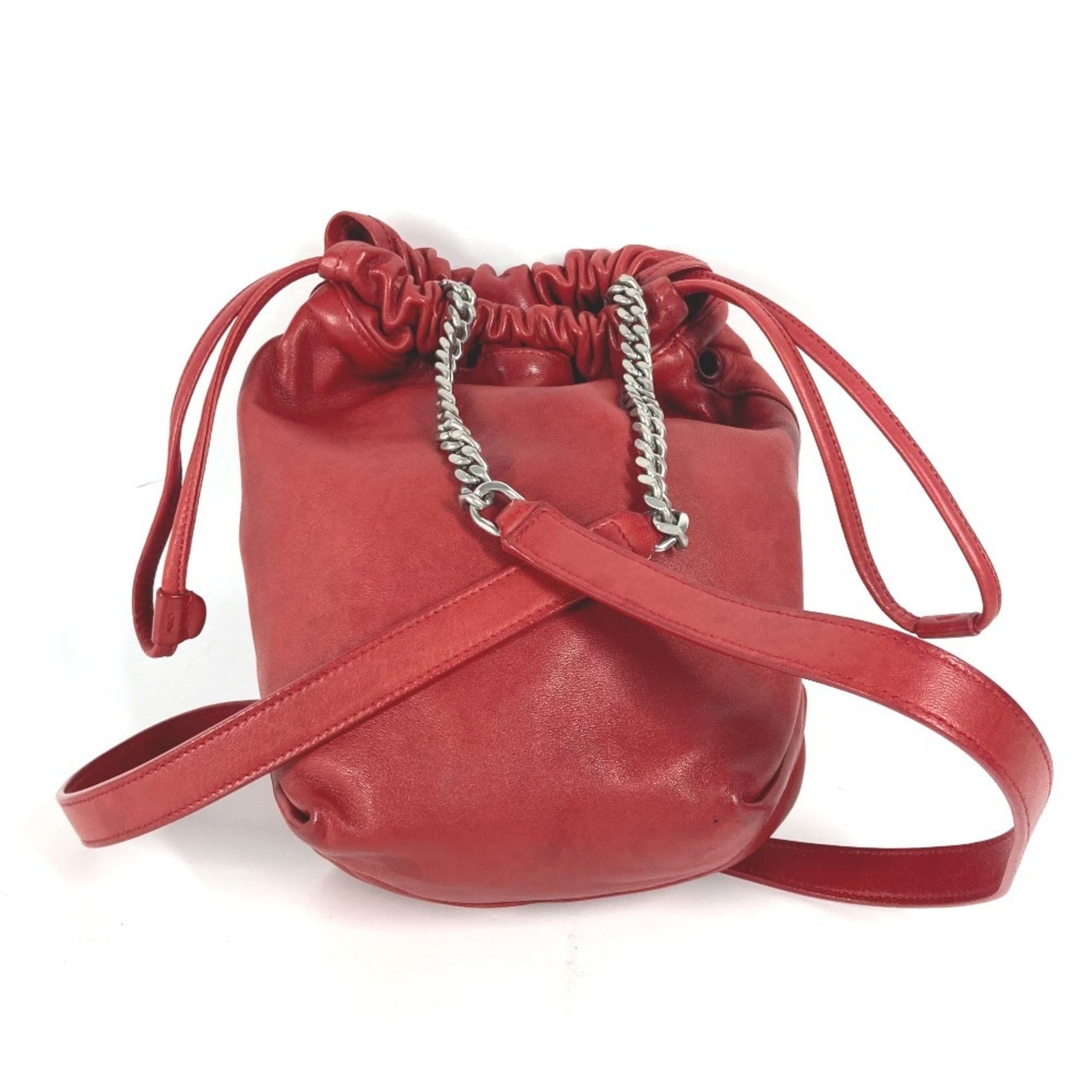 Saint Laurent Paris Teddy Small Chain Pochette Shoulder Bag Leather Red