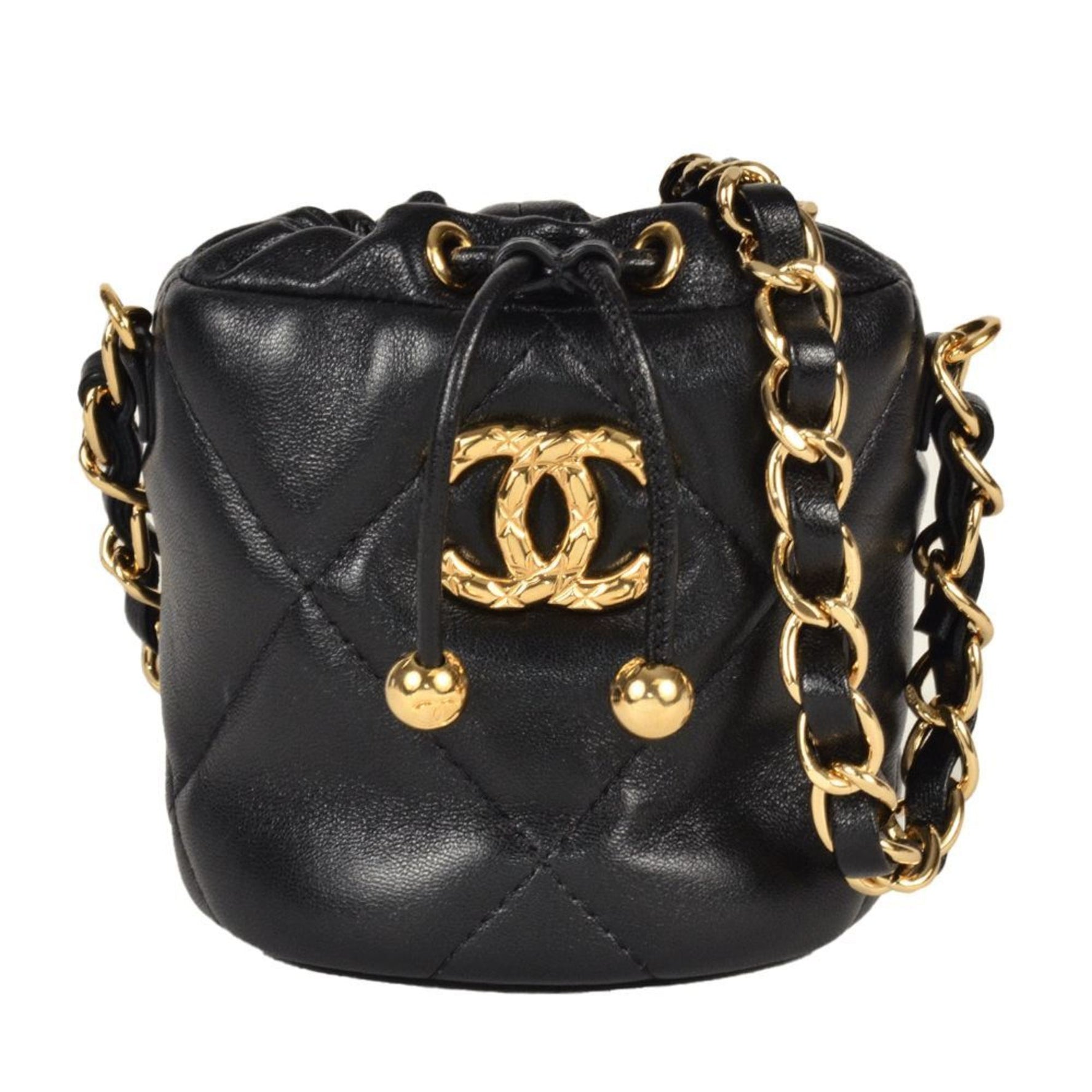 Chanel Coco Mark Chain Shoulder Pouch Bag Lambskin Pochette