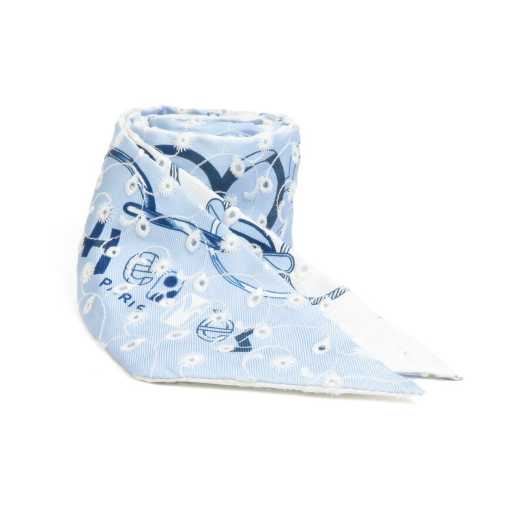 Hermes Scarf Muffler Twilly Silk Light Blue