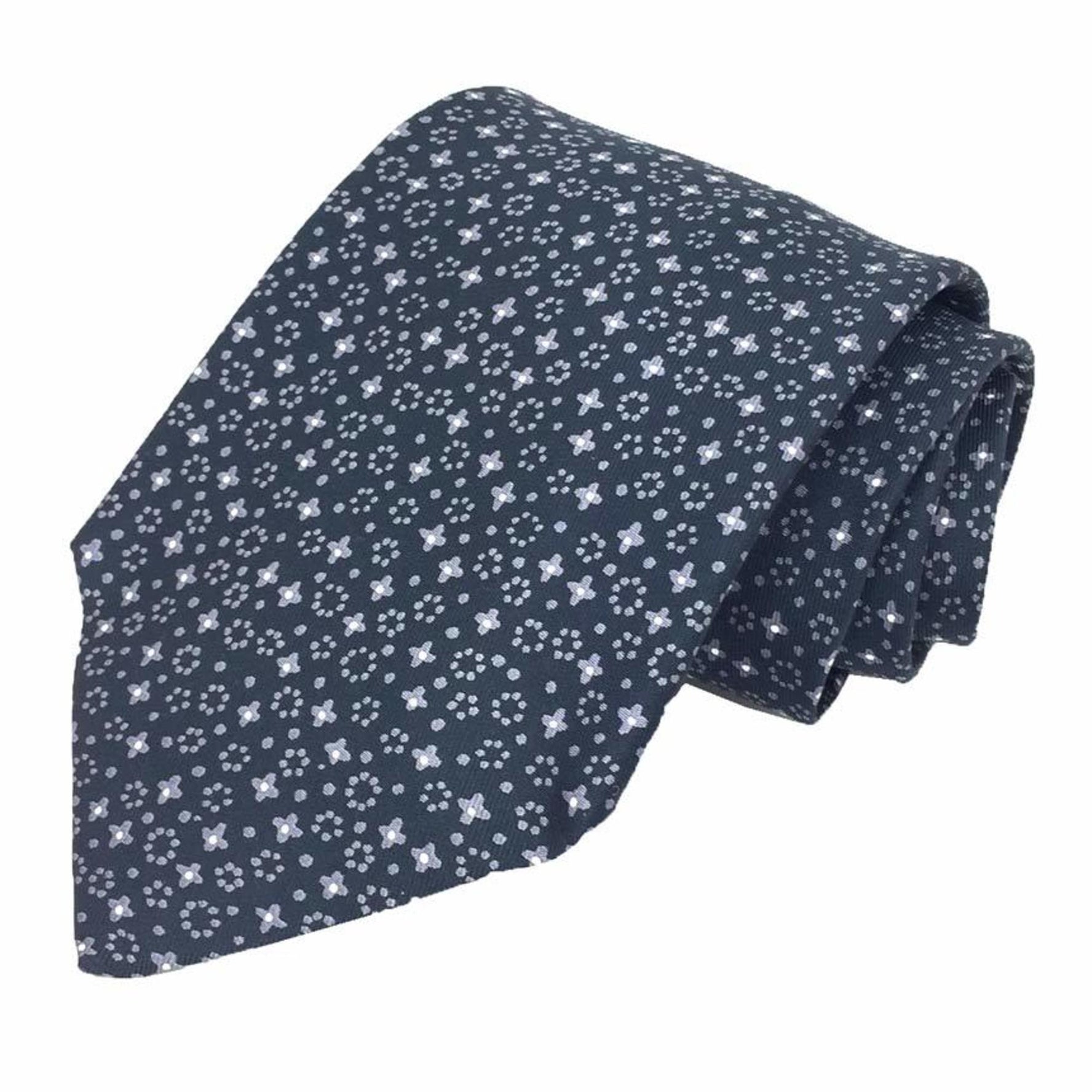 Hermes Tie Flower 100% Silk Smoke Grey
