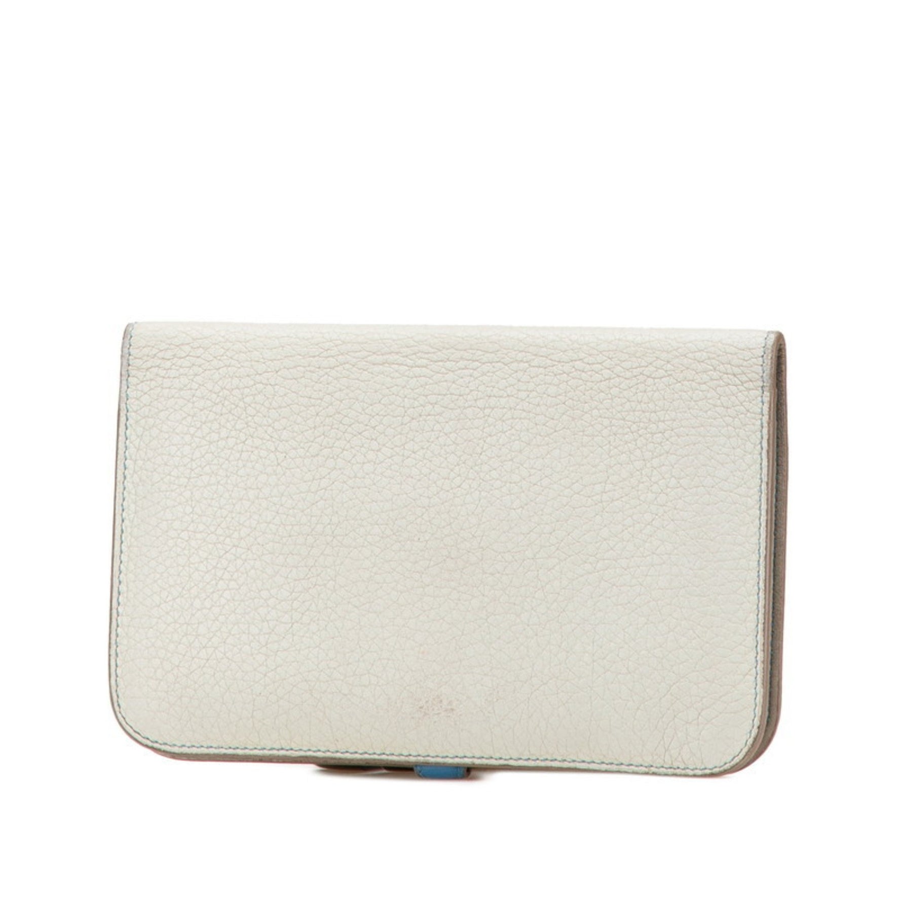 Hermes Hermès Dogon Duo GM Long Wallet in Light Gray and Blue Togo