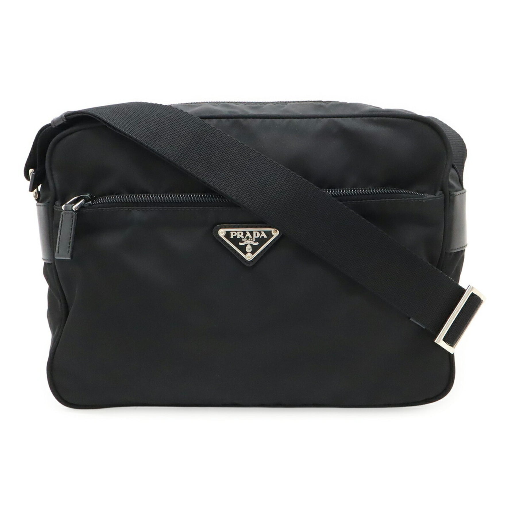 PRADA Vela Sport Shoulder Bag/Pochette in Nylon and Leather (Black