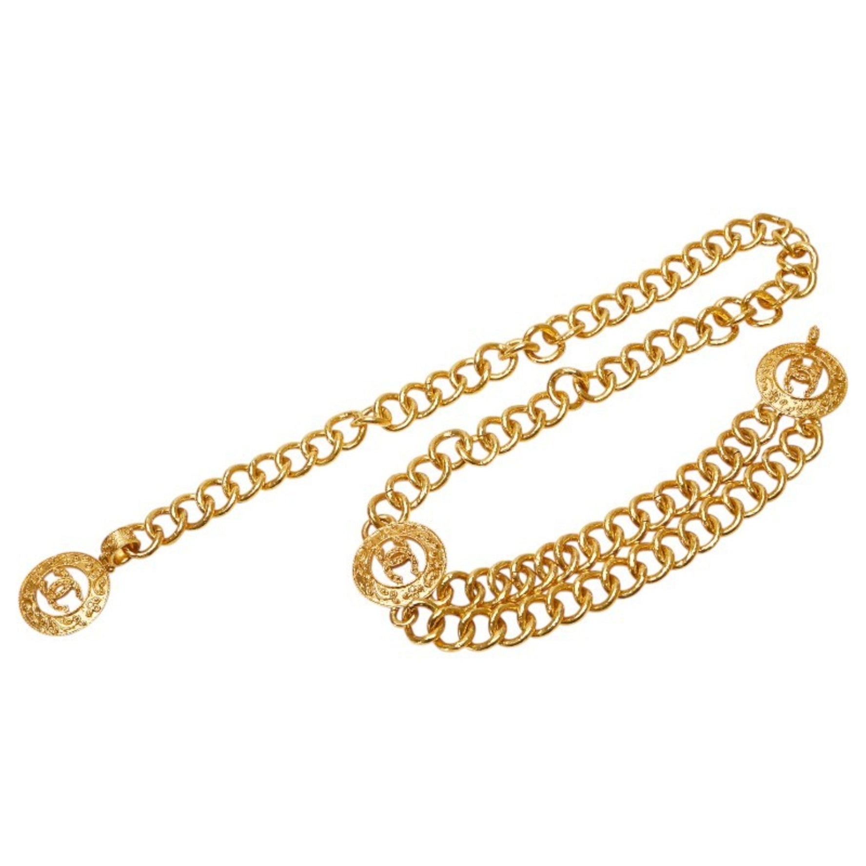 Vintage Chanel Coco Mark Round Chain Belt, Plated