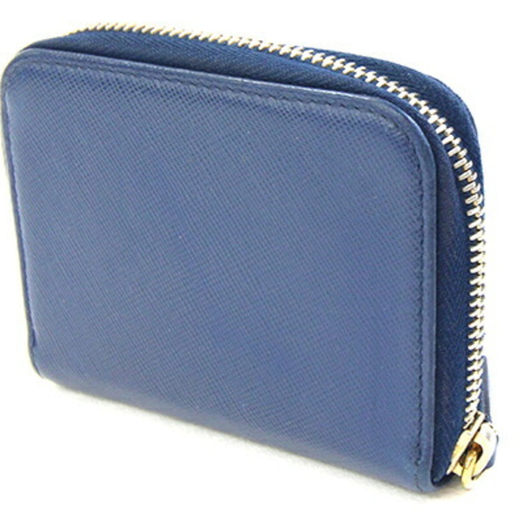 Prada Coin Case Blue Leather Purse Mini Wallet Round