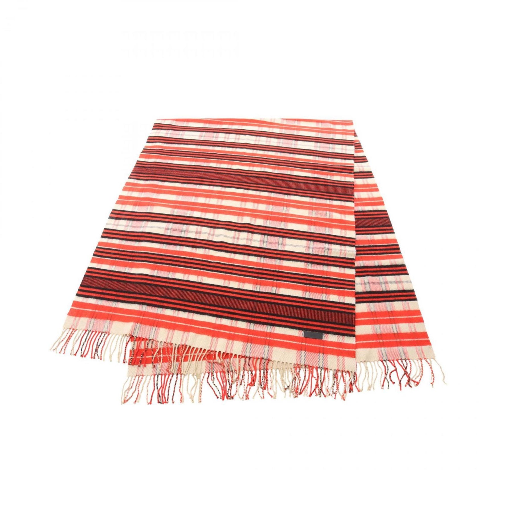 Hermes Hermès 4112 Check Pattern Cashmere Shawl Beige, Red, and Black