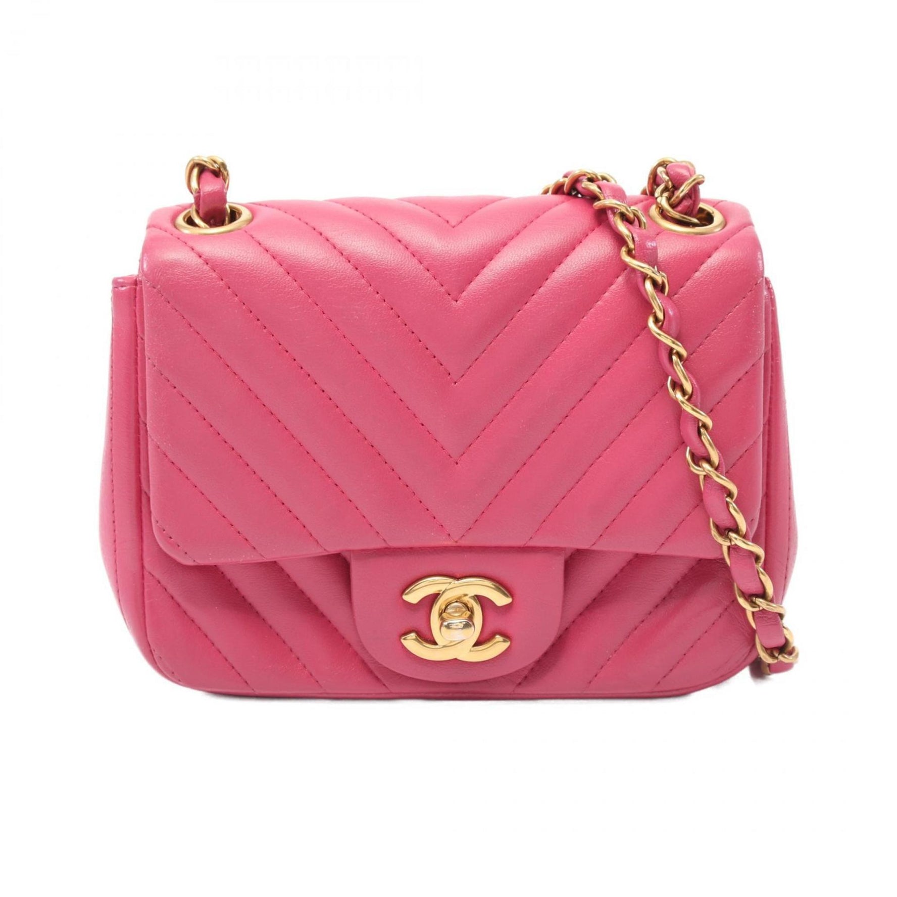 CHANEL Mini Flap Bag Chevron V Stitch Shoulder Lambskin (Sheepskin)