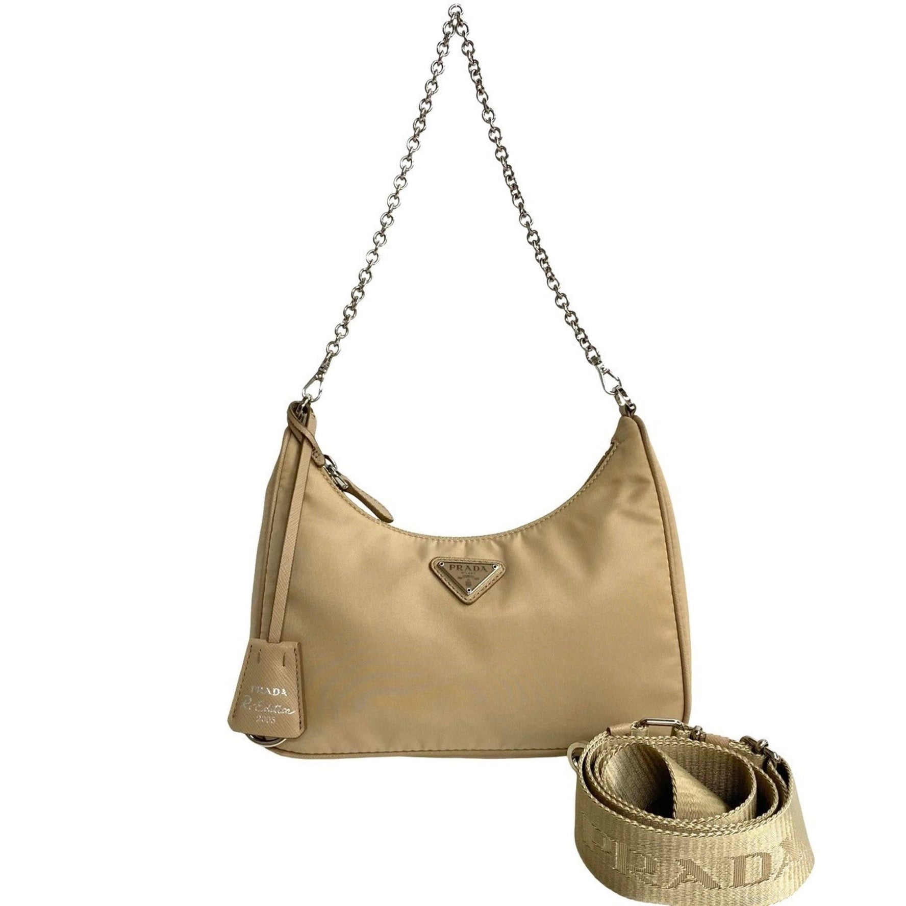 PRADA Re:Edition Triangle Logo Nylon Chain Mini Shoulder Bag/Handbag