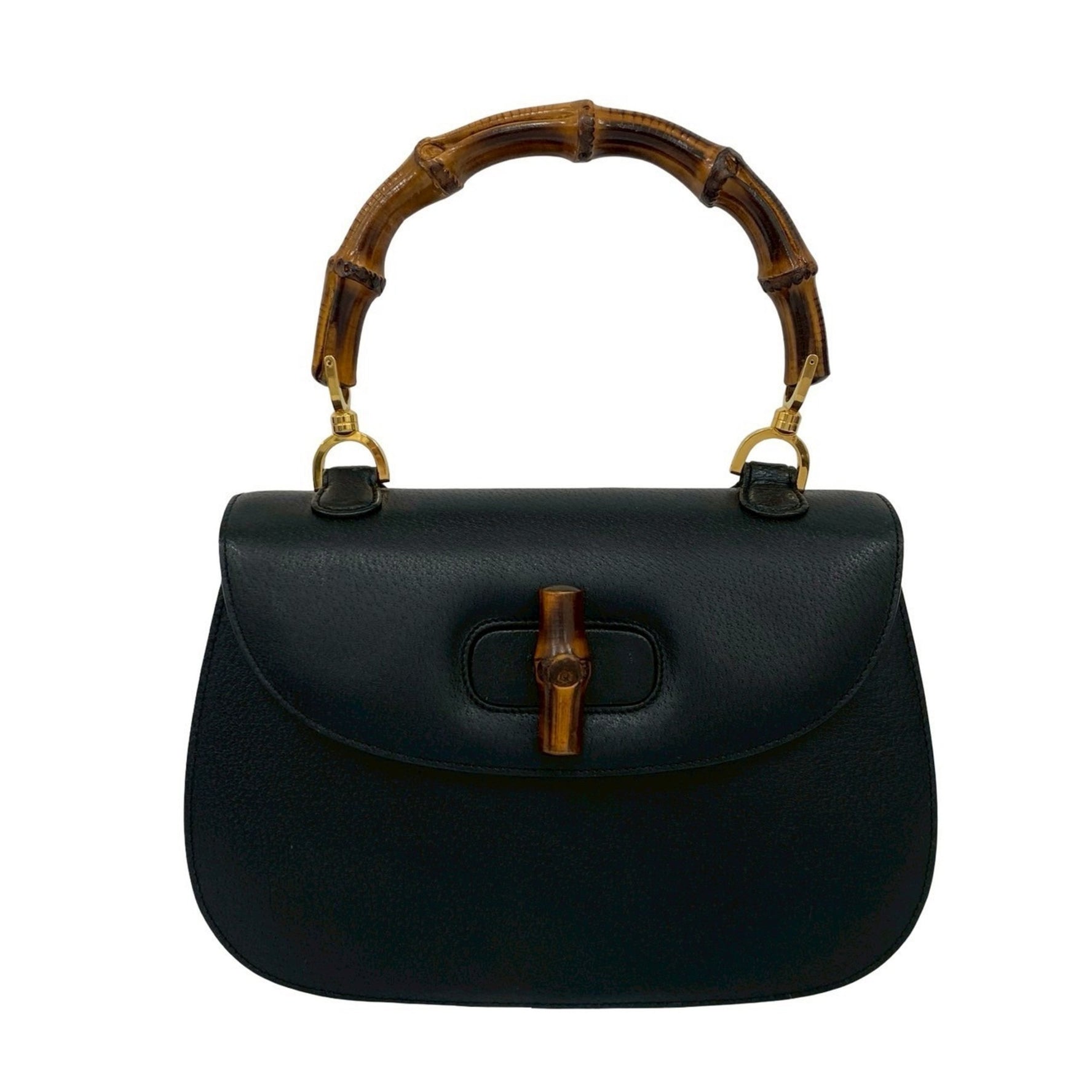 GUCCI Old Vintage Bamboo Leather Turnlock Handbag in 250-8