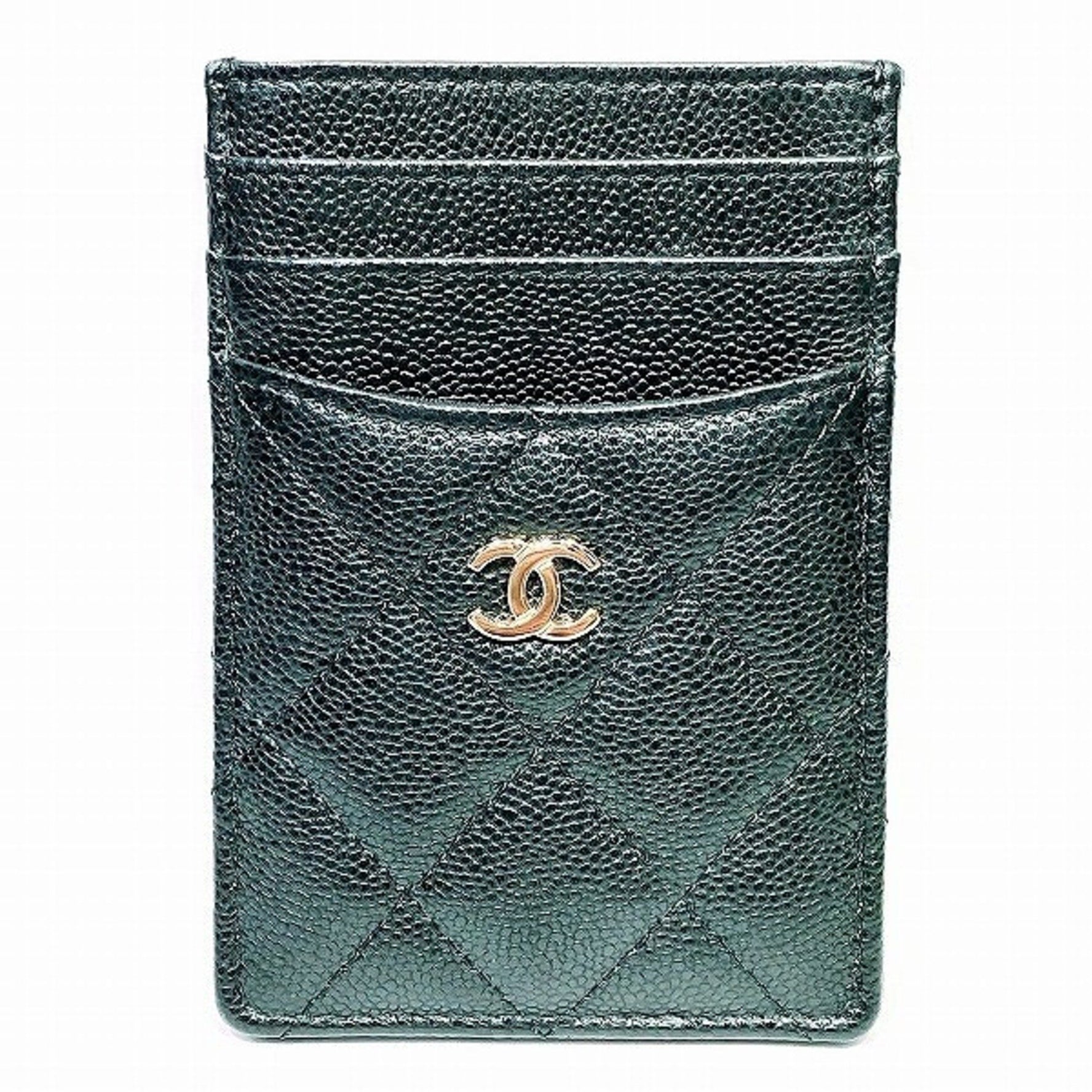 CHANEL Coco Mark Caviar Skin Accessory Pass Case Business Card Holder