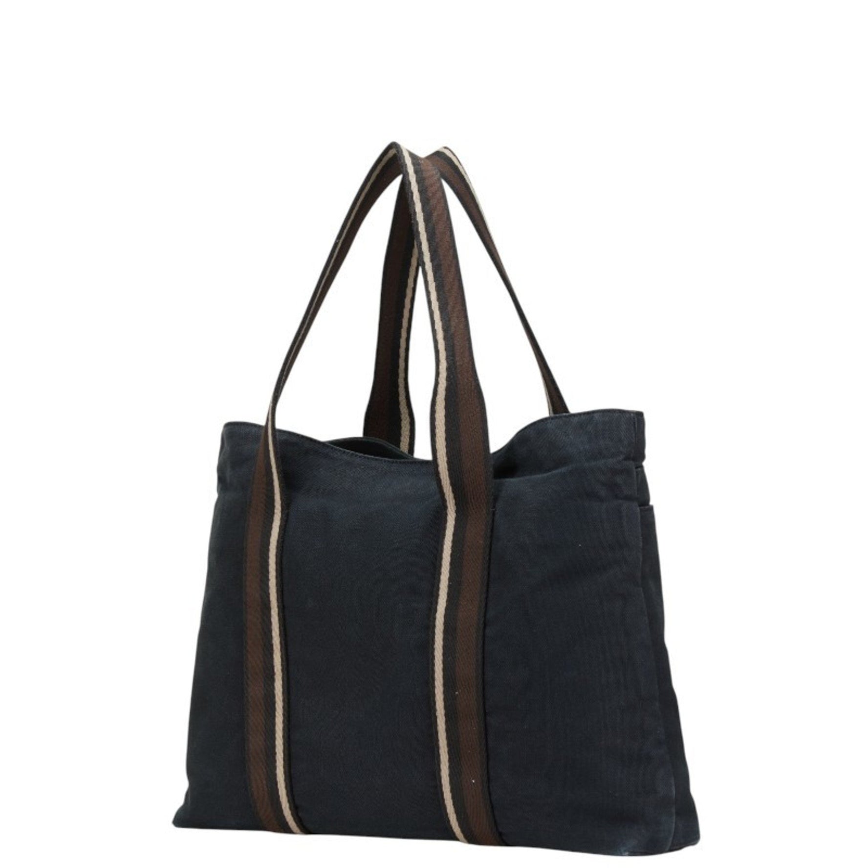 Hermes Hermès Troca Horizontal MM Tote Bag in Black and Brown Canvas Leather