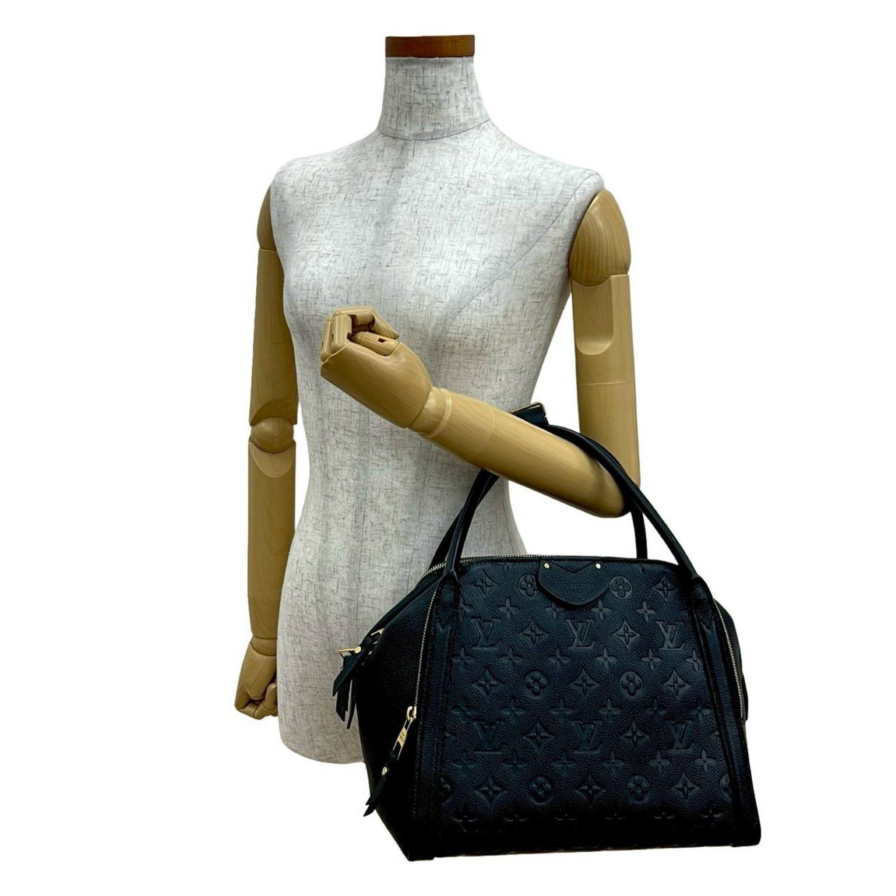 LOUIS VUITTON Marais MM Monogram Empreinte Leather Handbag/Boston Bag Noir