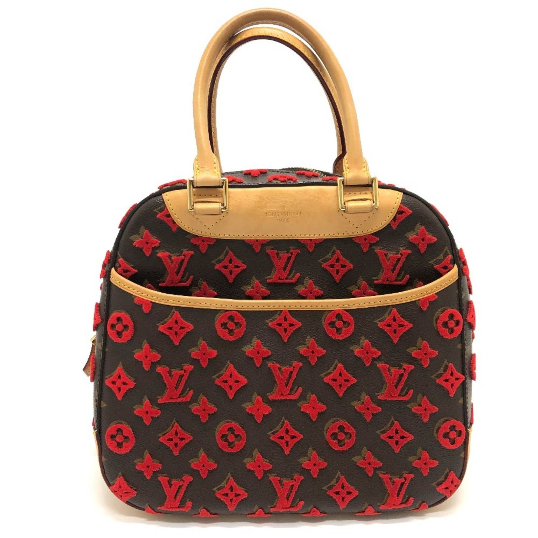 Louis Vuitton Monogram Tufftage Deauville Cube Handbag in Canvas, Brown/Red