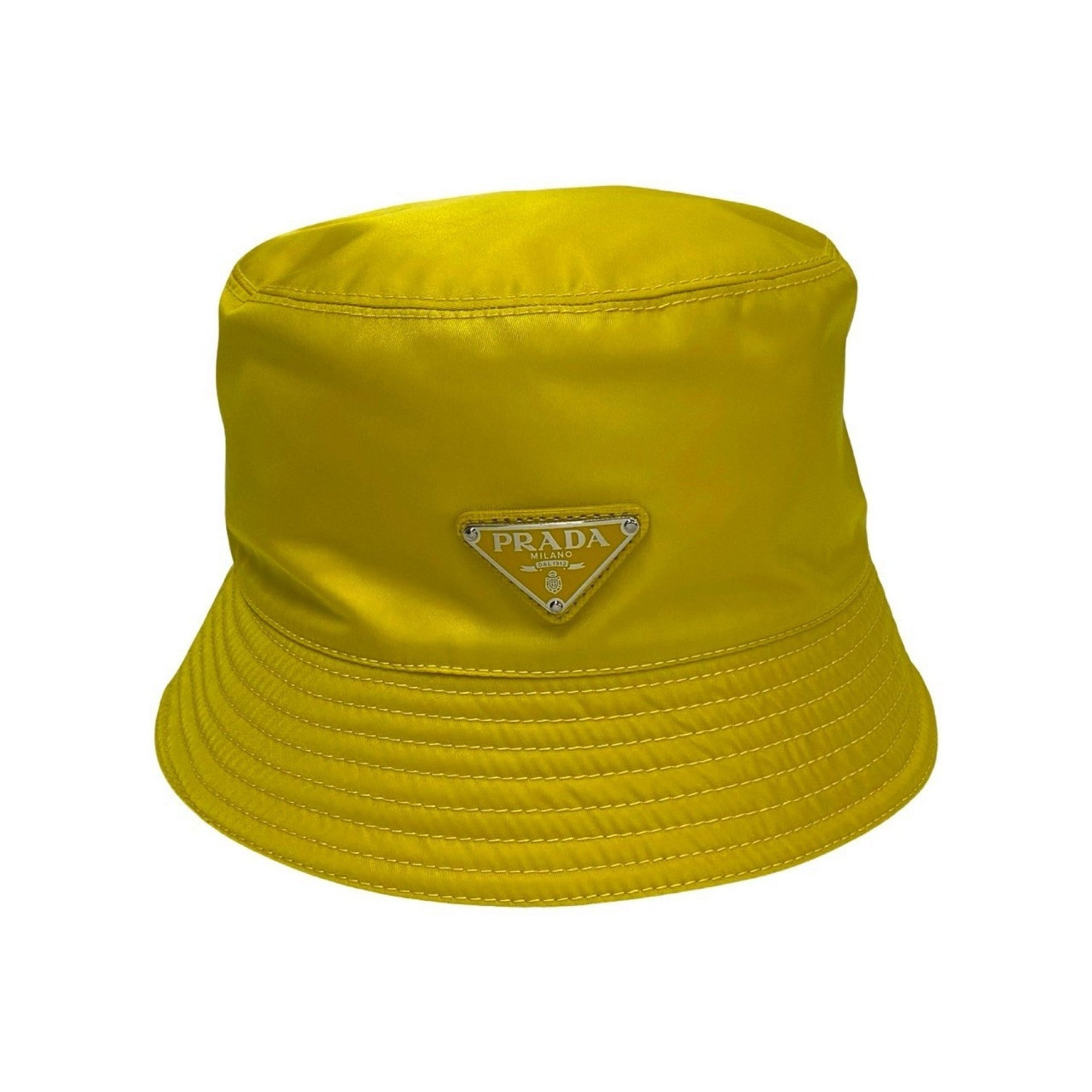 PRADA Re-Nylon Bucket Hat with Triangle Logo and Metal Fittings, Size M