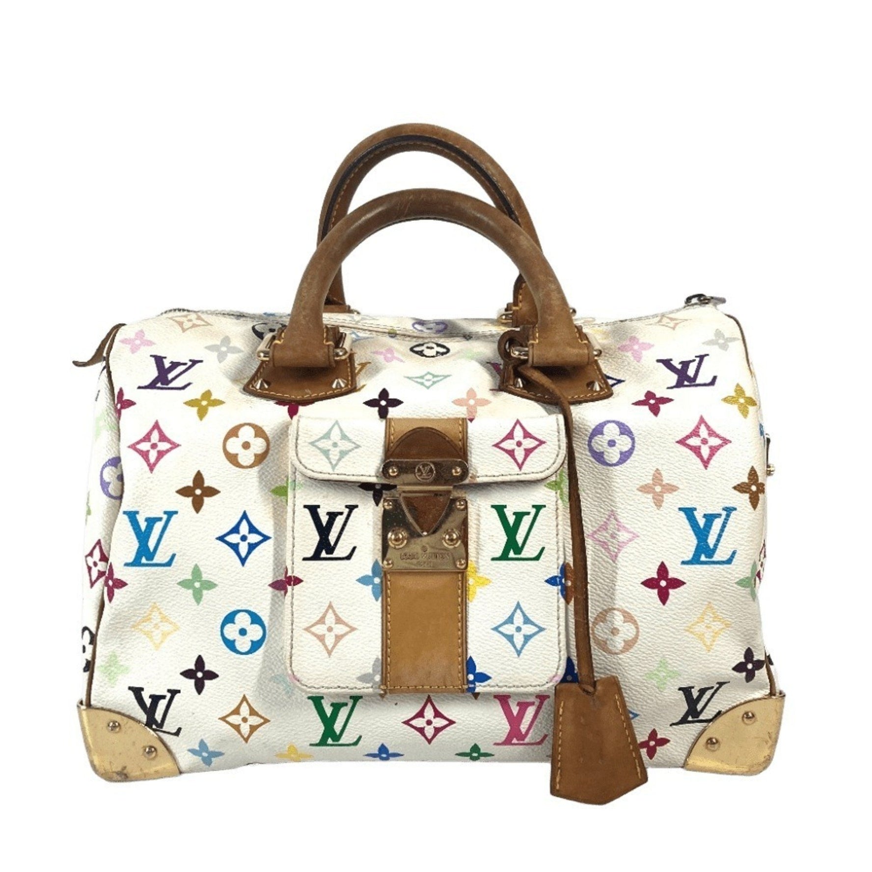 Louis Vuitton Monogram Multicolor Speedy 30 Mini Boston Bag, Handbag, Canvas, Blanc White