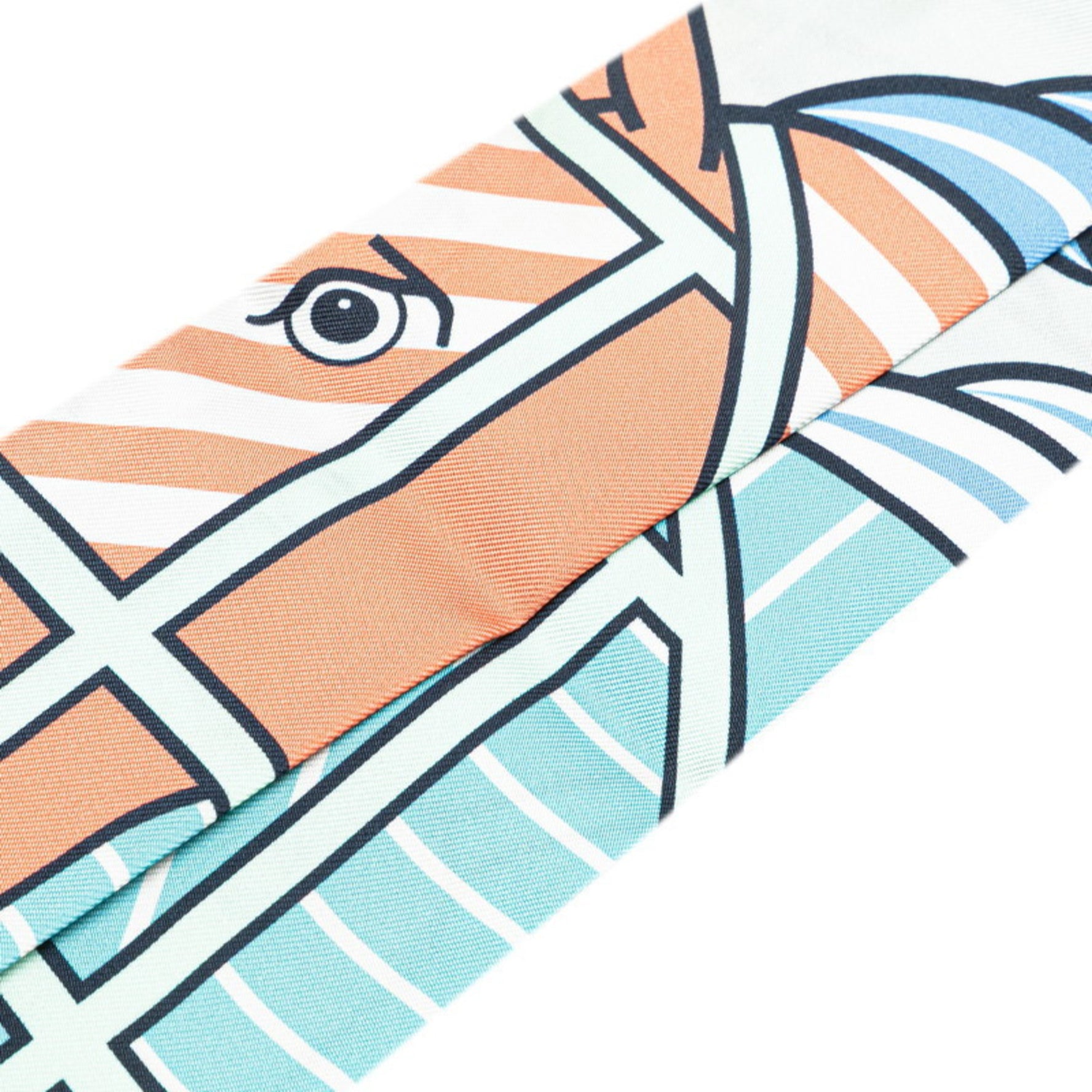 Hermès Twilly Quadrige Bayadere Scarf, Blue, Pink, Multicolor, Silk, HERMES