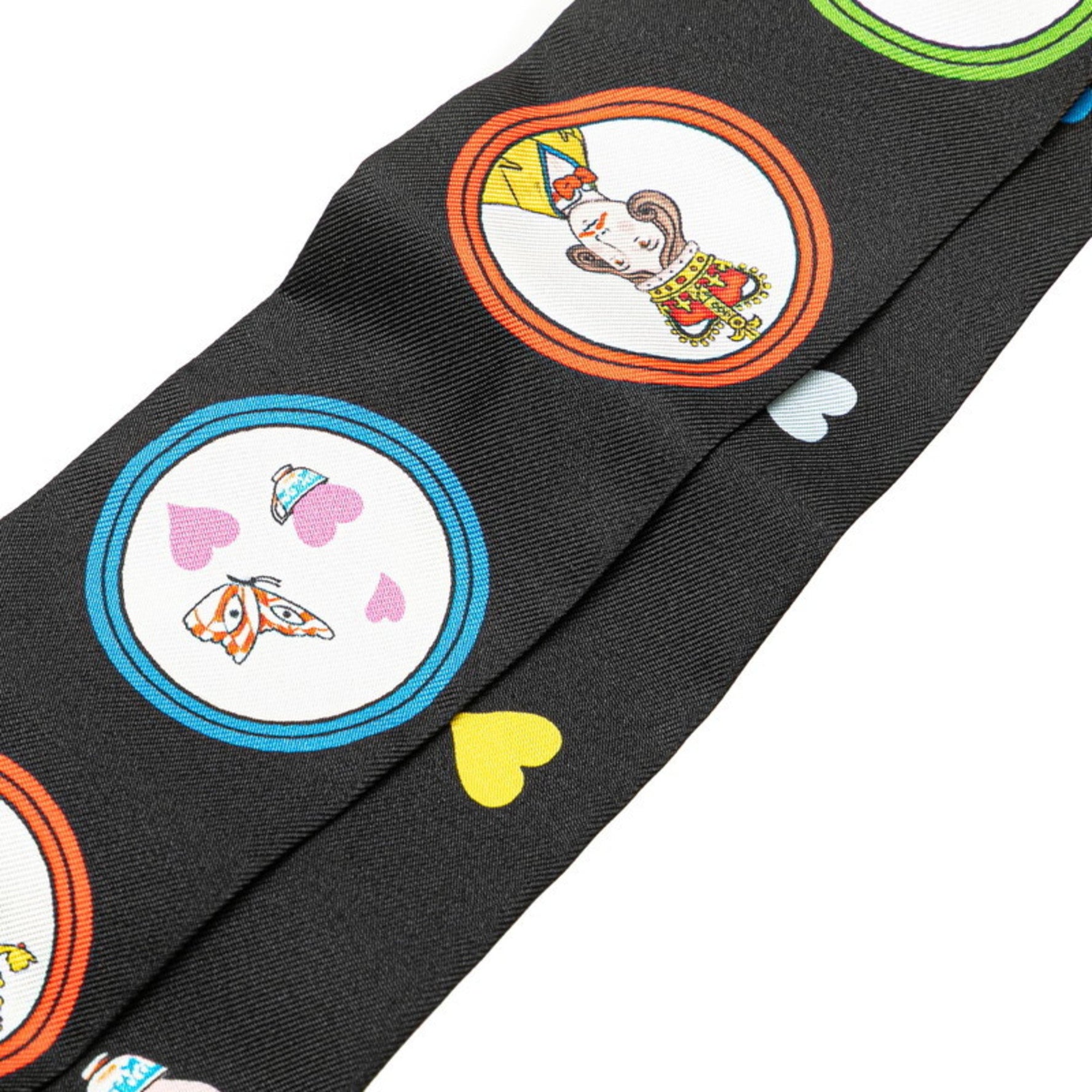Hermès Twilly Tea Time Scarf, Black, White, Multicolor, Silk, HERMES