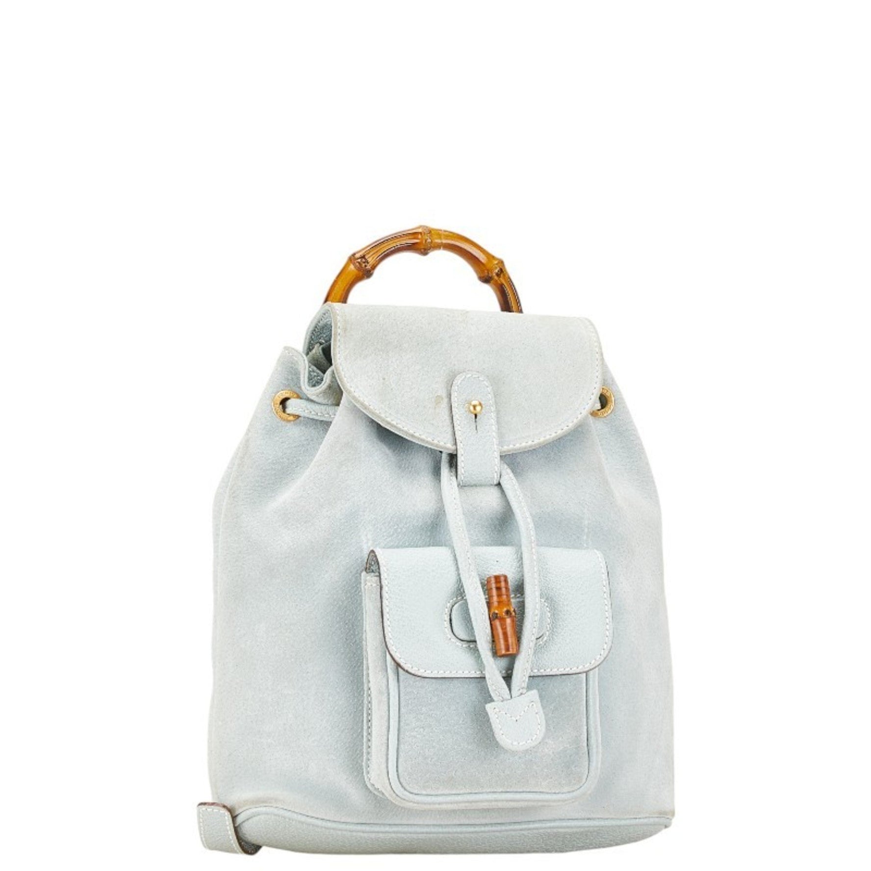 Gucci Bamboo Backpack 003 2058 0030 Light Blue Suede Leather